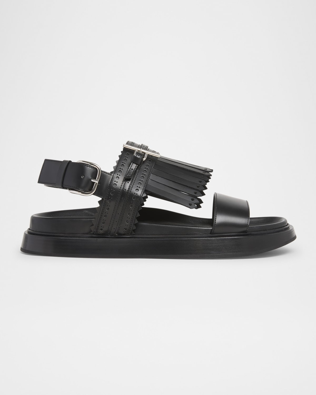 Men's Brogue Fringe Leather Sandals - 1