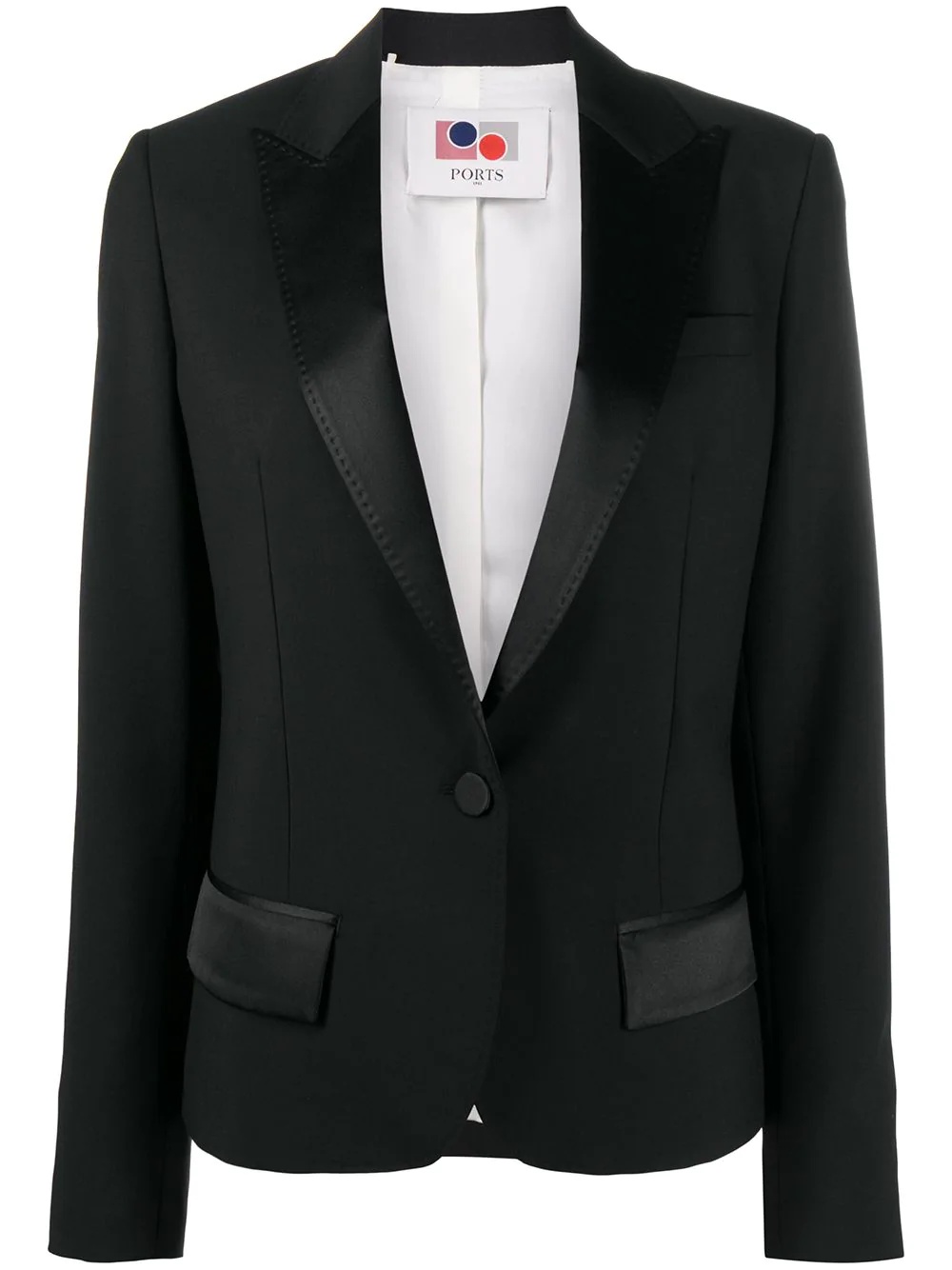 single-breasted satin lapel blazer - 1