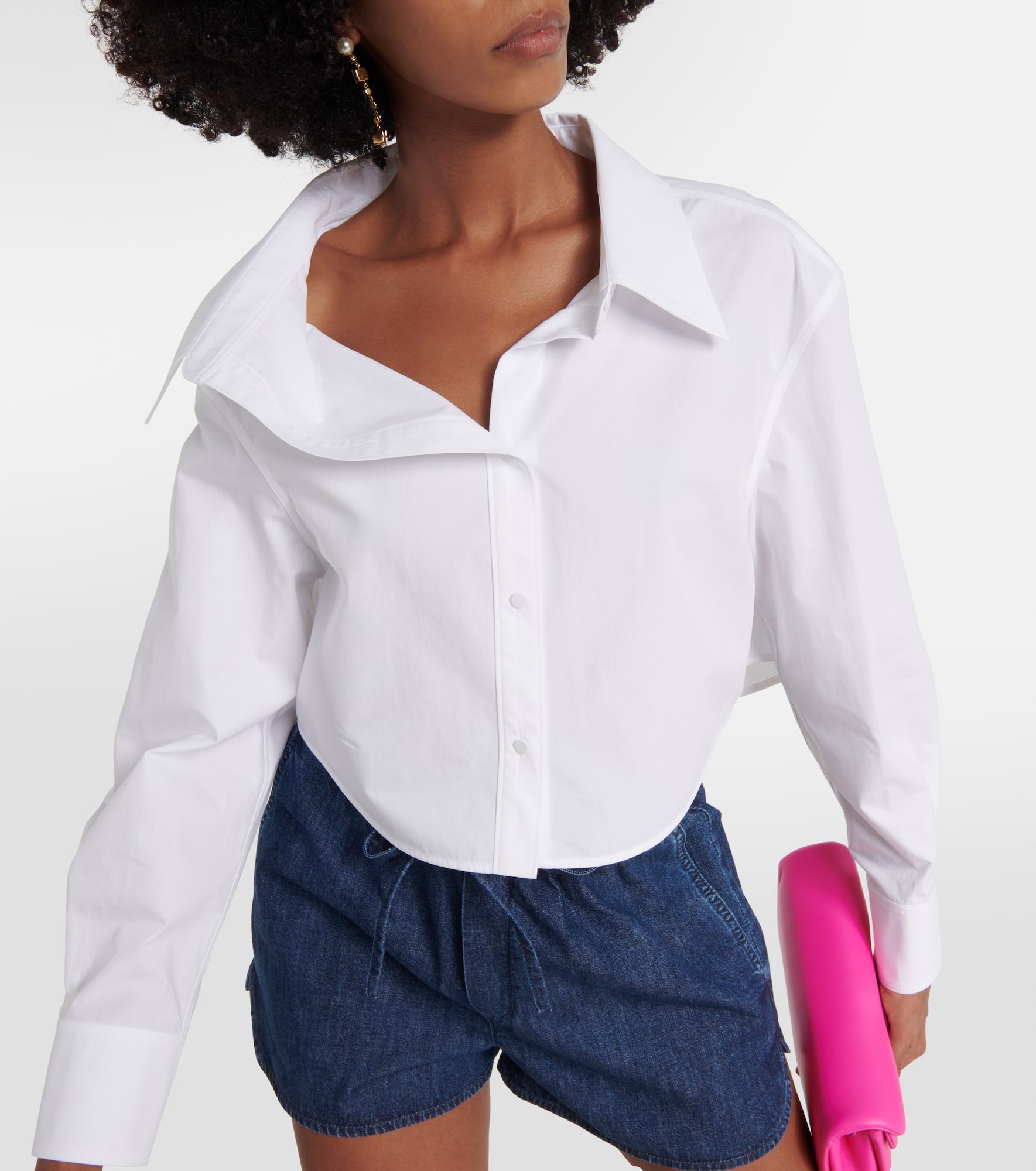 Asymmetric cropped cotton shirt - 4