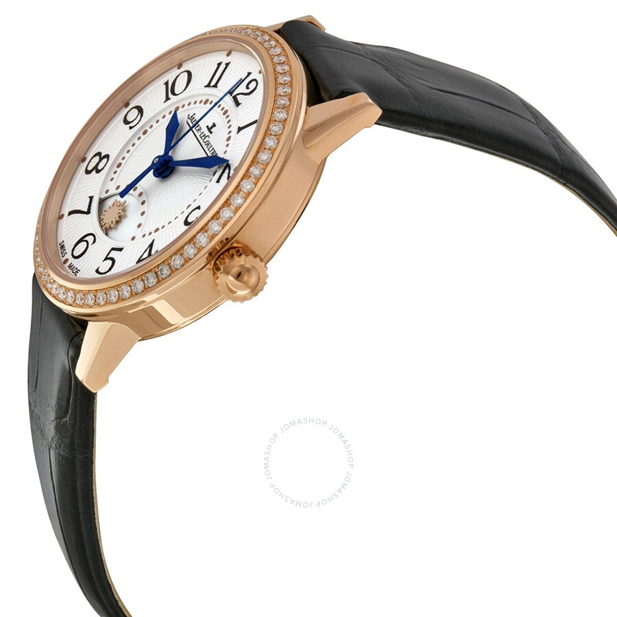 Jaeger LeCoultre Rendez-Vous  Silver Dial 18kt Rose Gold Black Leather Ladies Watch Q3462521 - 2