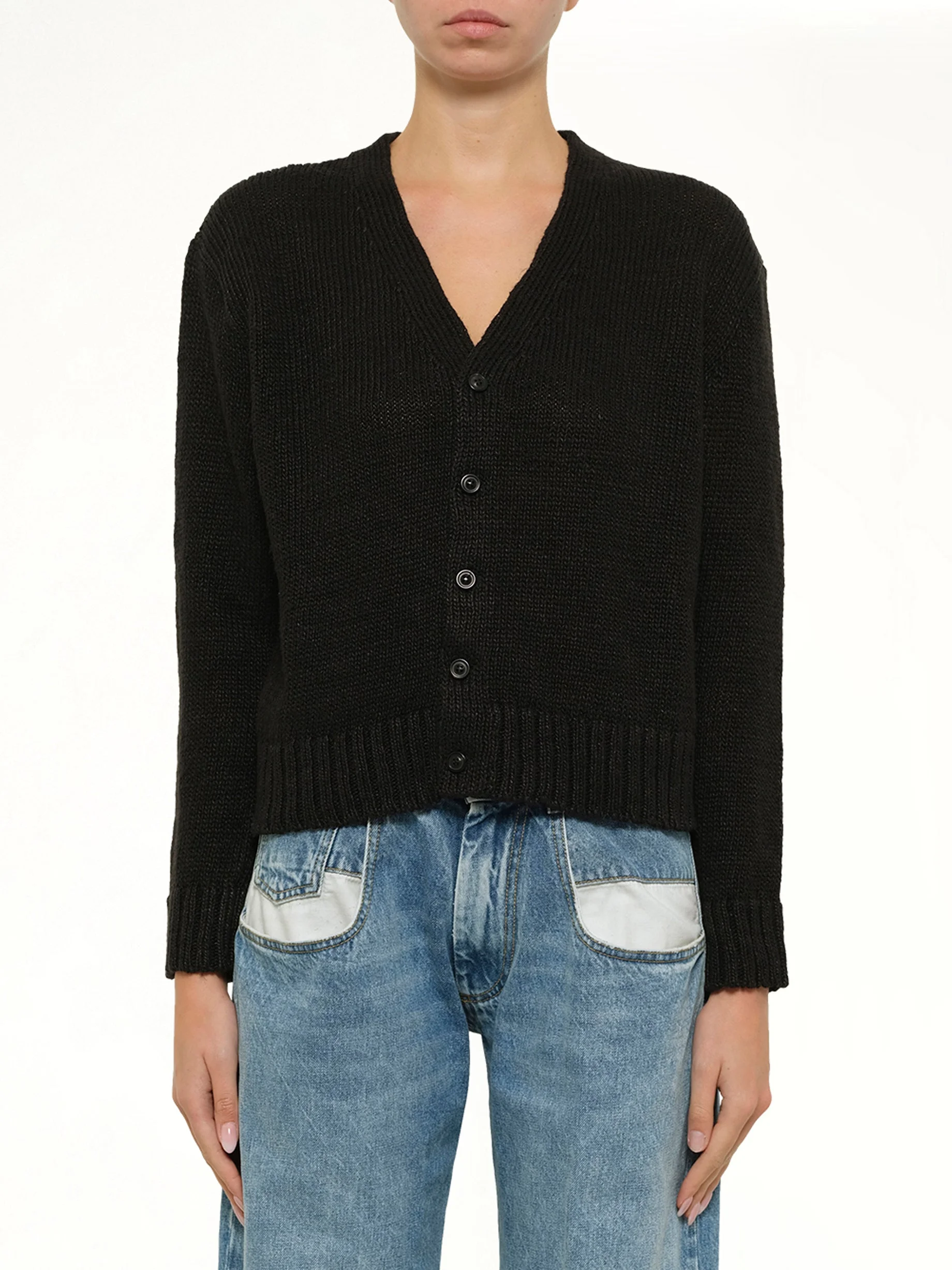 Hemp Cardigan in Black - 1