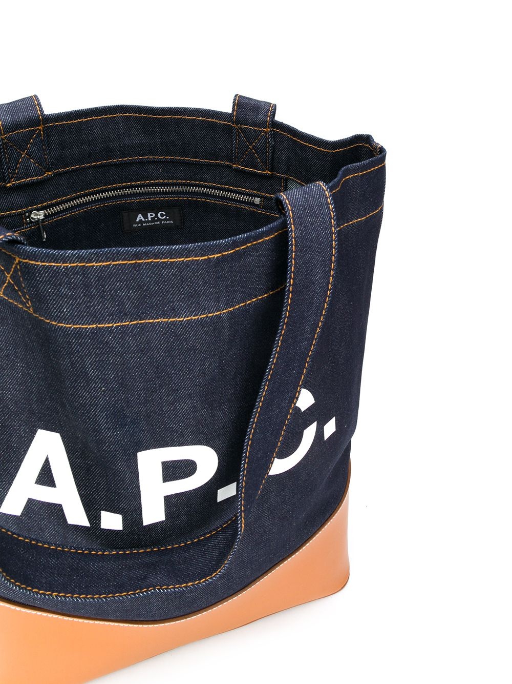 denim logo print tote - 5