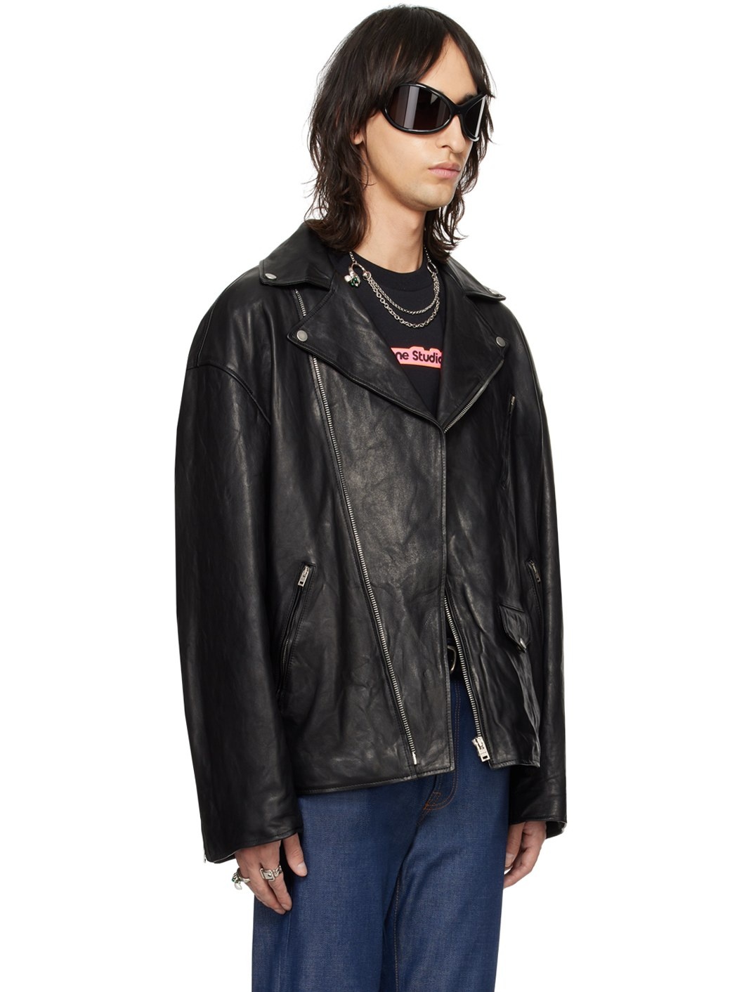 Black Distressed Leather Jacket - 2
