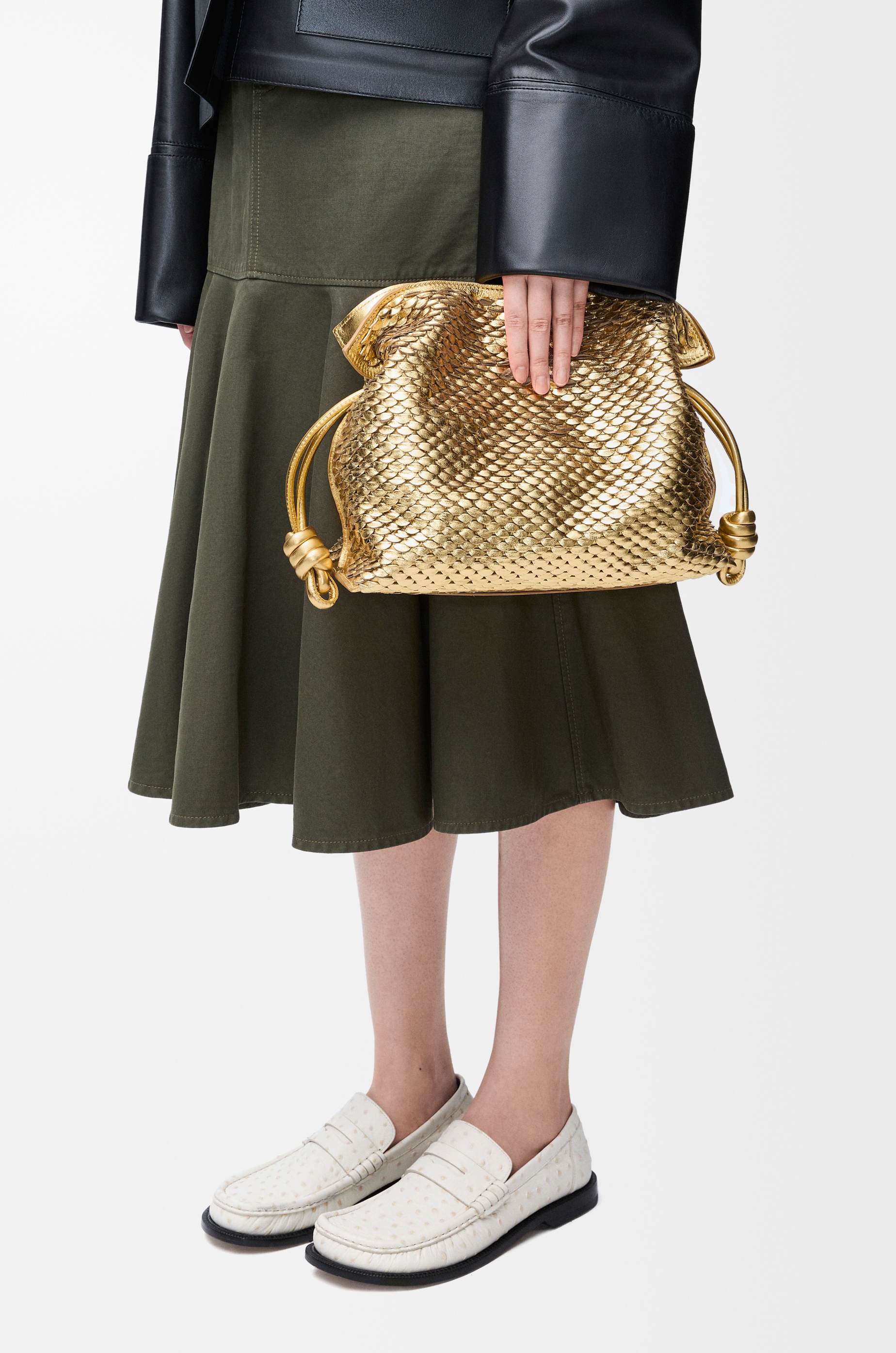Medium Flamenco clutch in laminated lambskin - 3