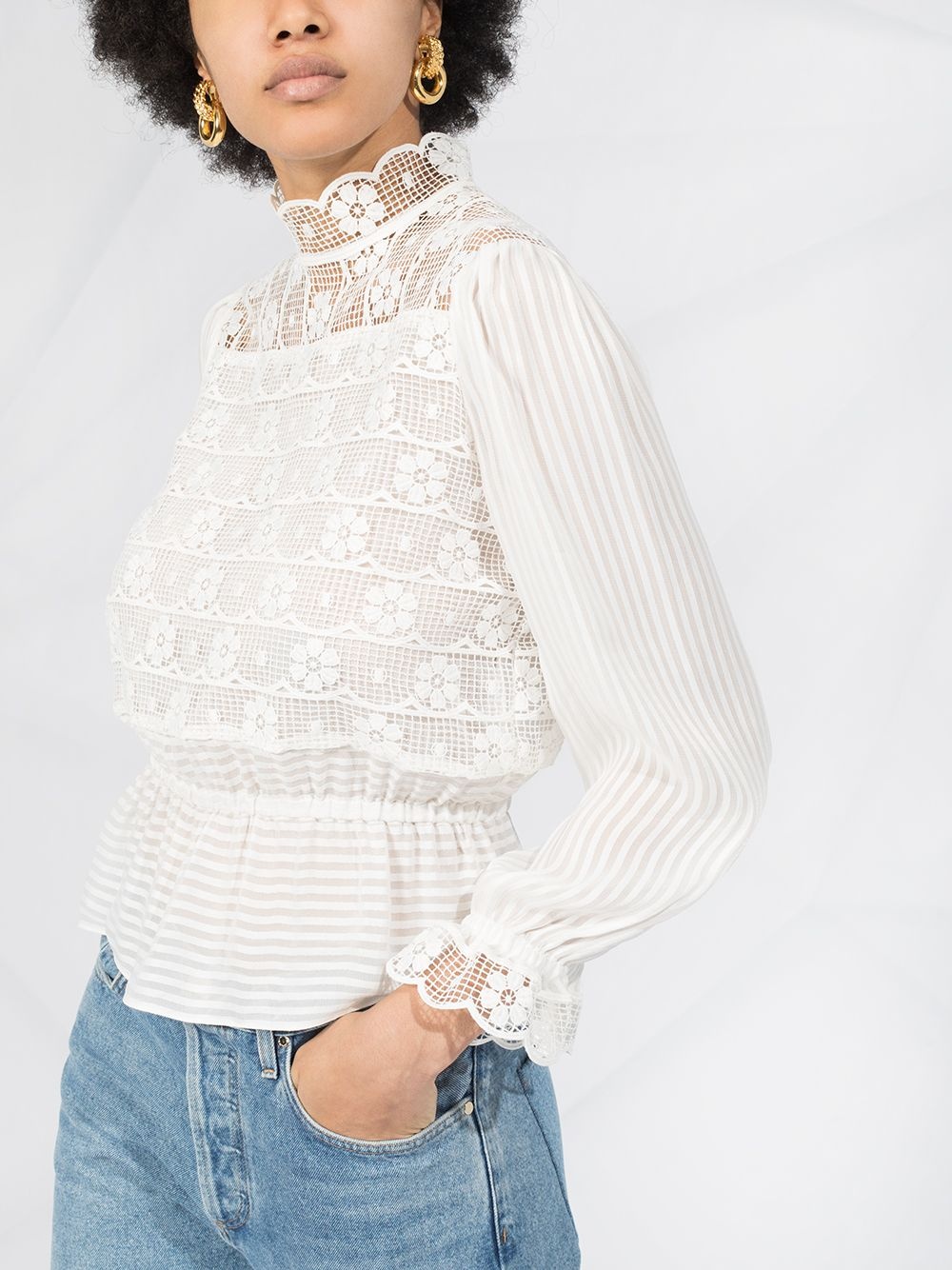 lace-embroidered blouse - 5