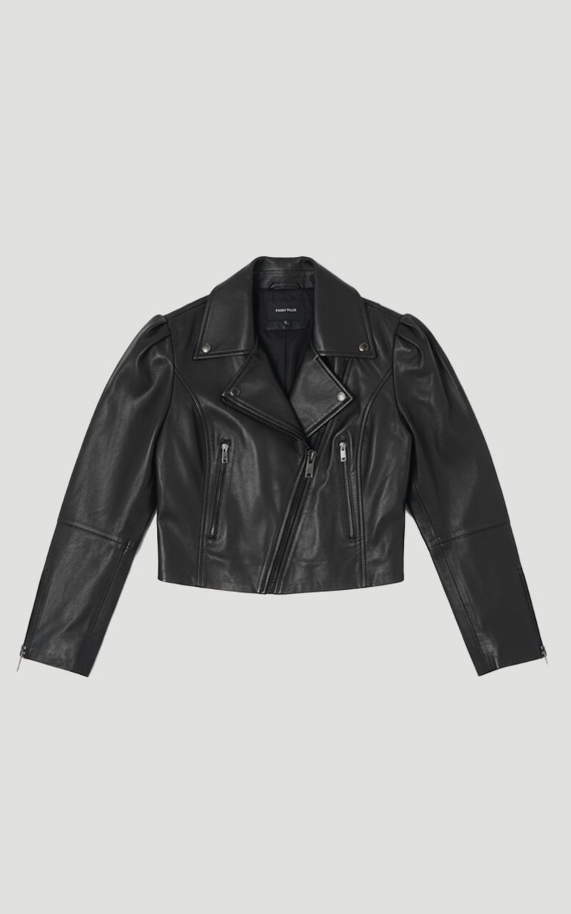 Leather Strong Shoulder Crop Biker Jacket 4