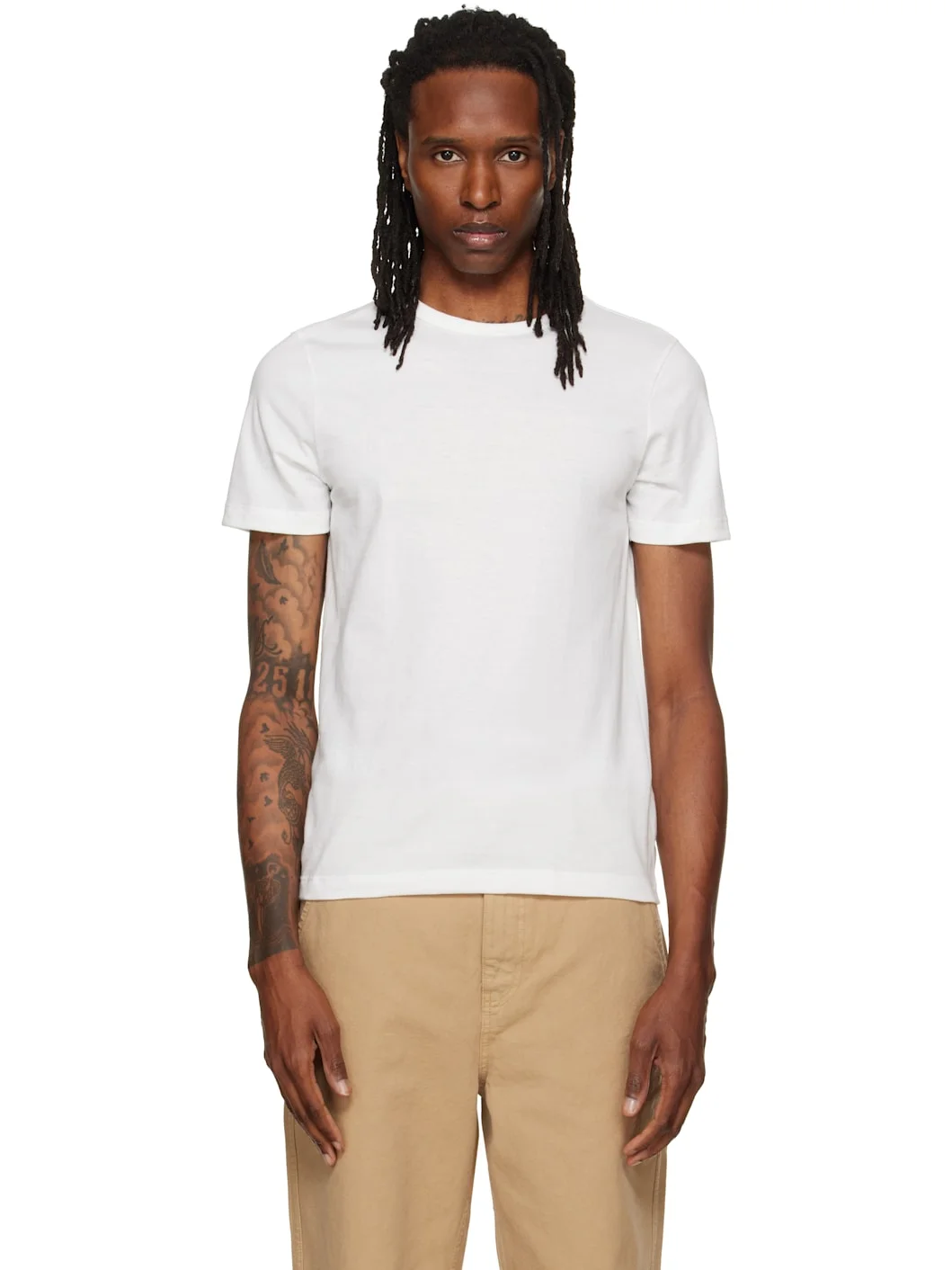 White 1950s Loopwheeled Classic Fit Lightweight T-shirt - 1