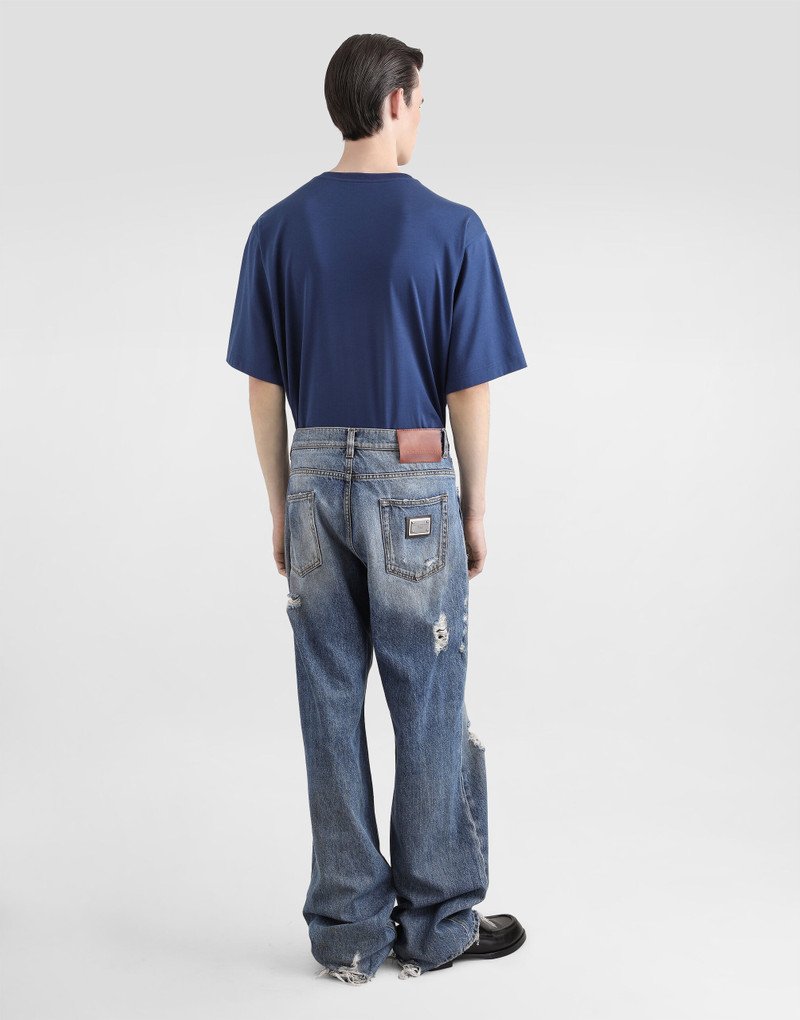 Cotton T-shirt with breast pocket and logo embroidery 3