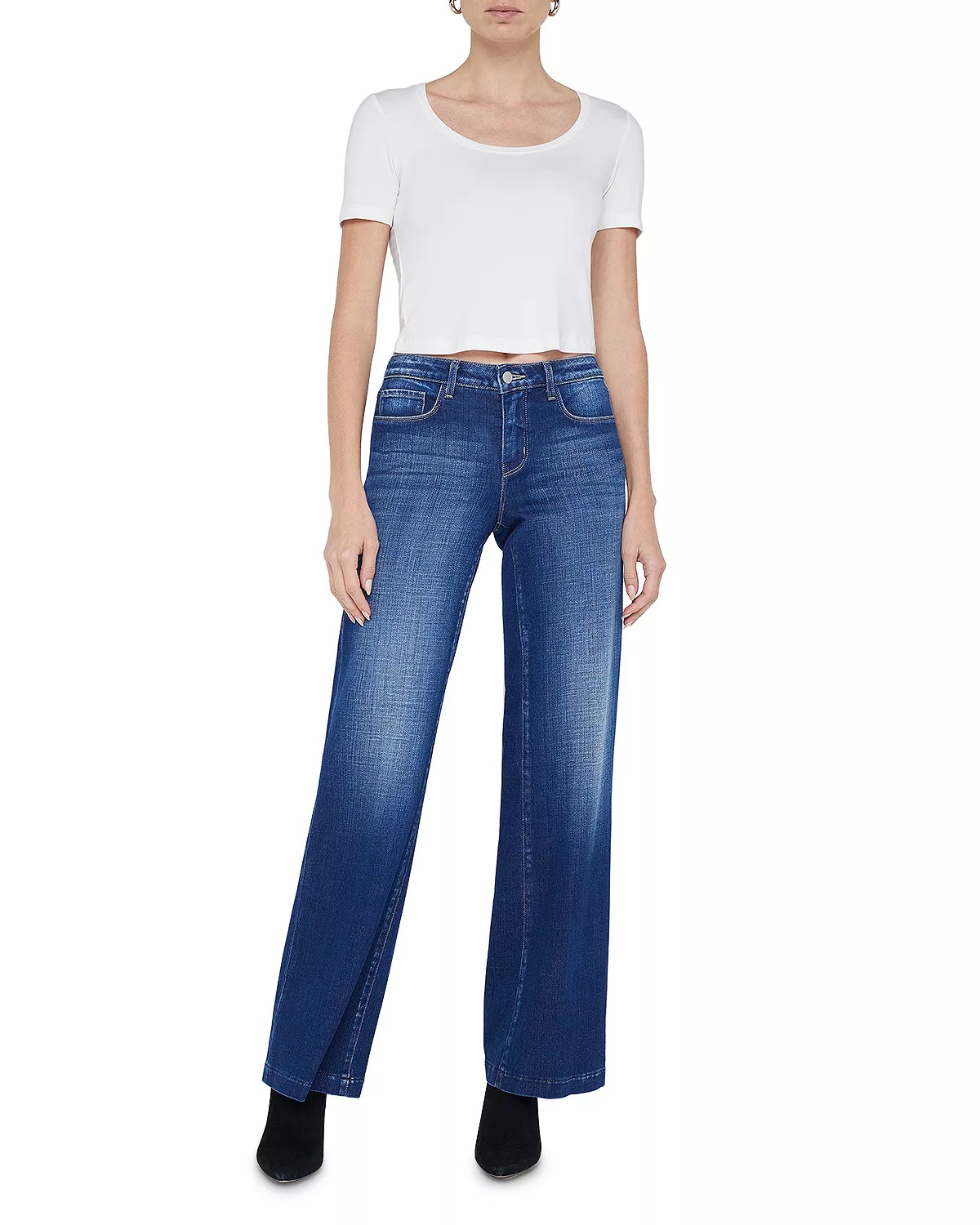 Joanne Mid Rise Wide Leg Jeans in Haven - 6