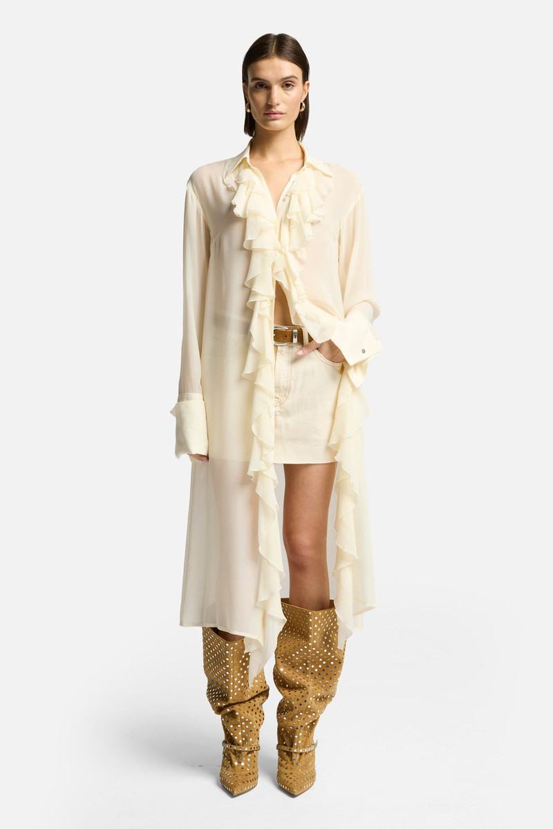 7 For All Mankind Silk Ruffle Dress in Solitary Star outlook