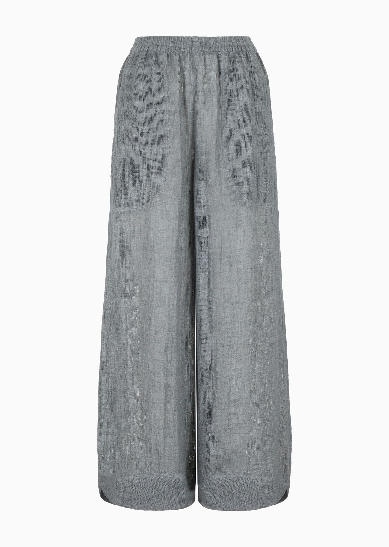 Wide linen-blend trousers - 1
