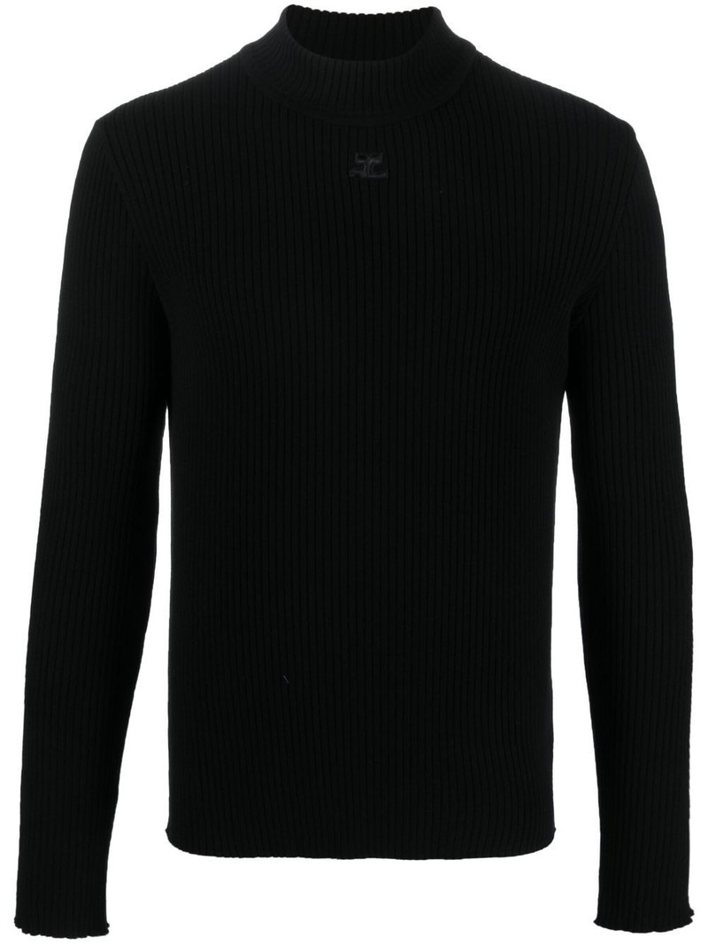 logo-embroidered ribbed-knit jumper 1