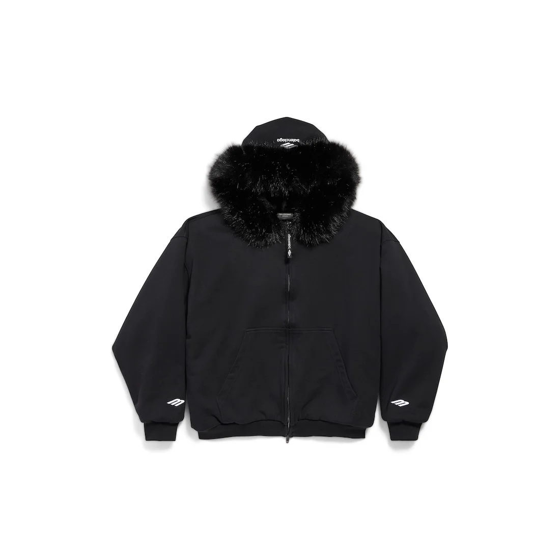 Women's Fluffy Zip-up Hoodie in Washed Black - 1