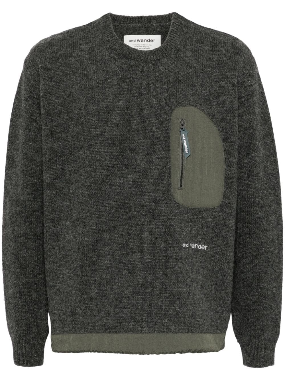 zip-pocket wool jumper - 1