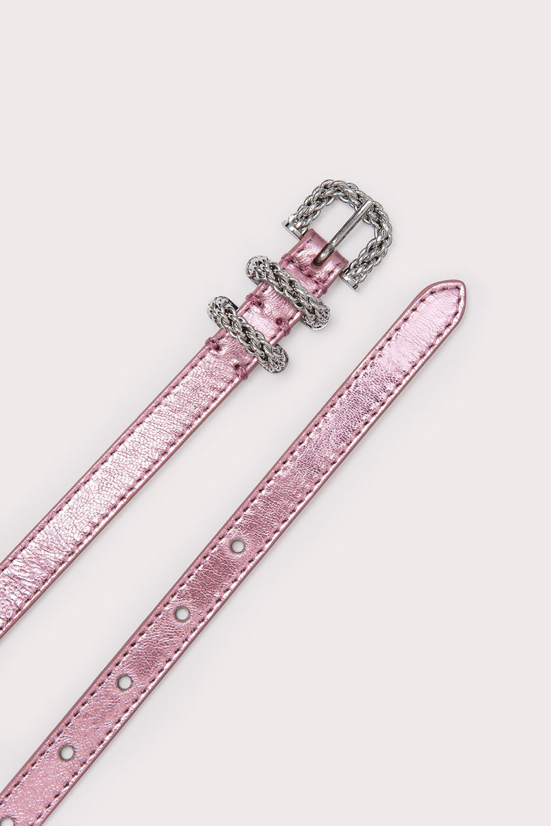 BY FAR Kat Pink Metallic Leather outlook