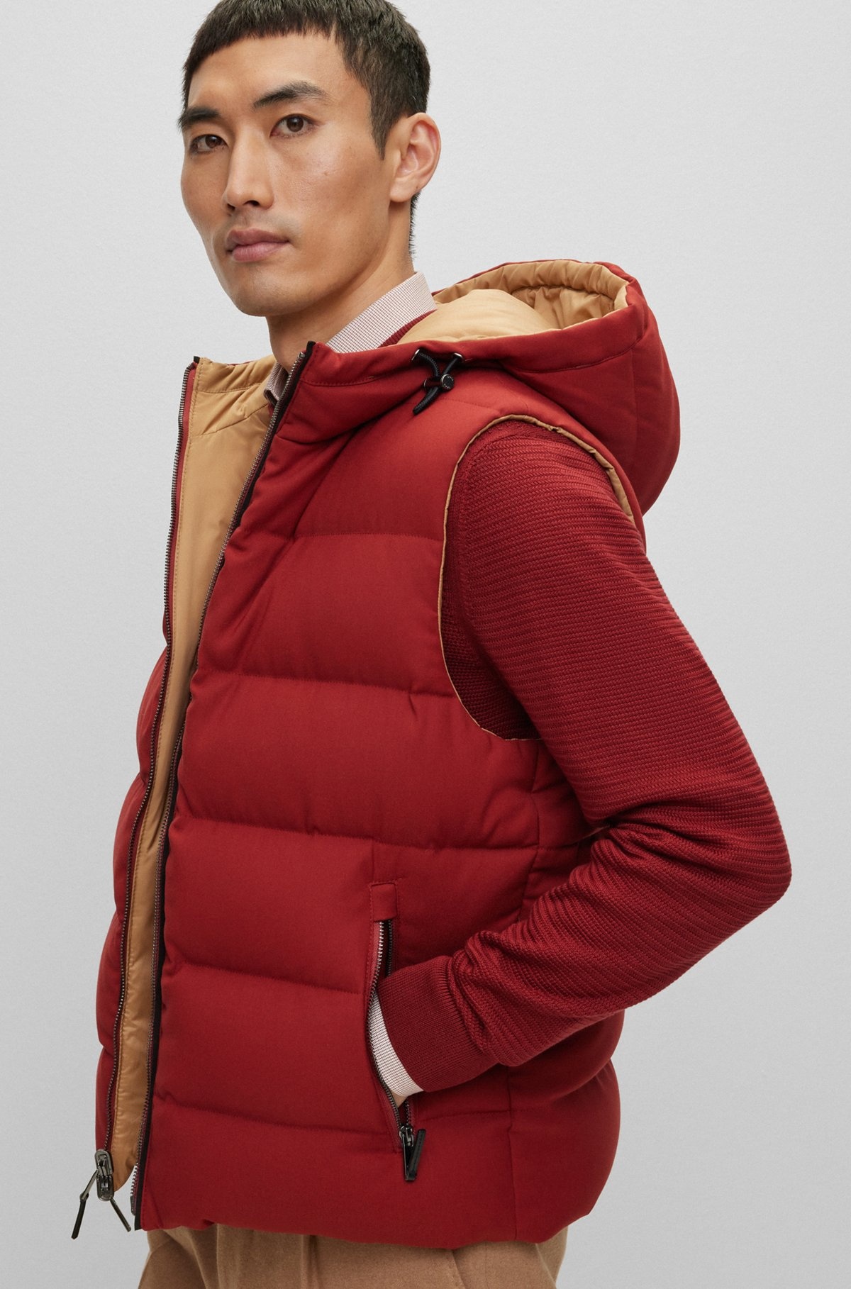 WOOL-BLEND HOODED GILET WITH DOWN FILLING - 6