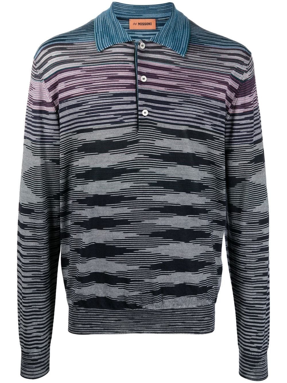 striped long-sleeve polo shirt - 1