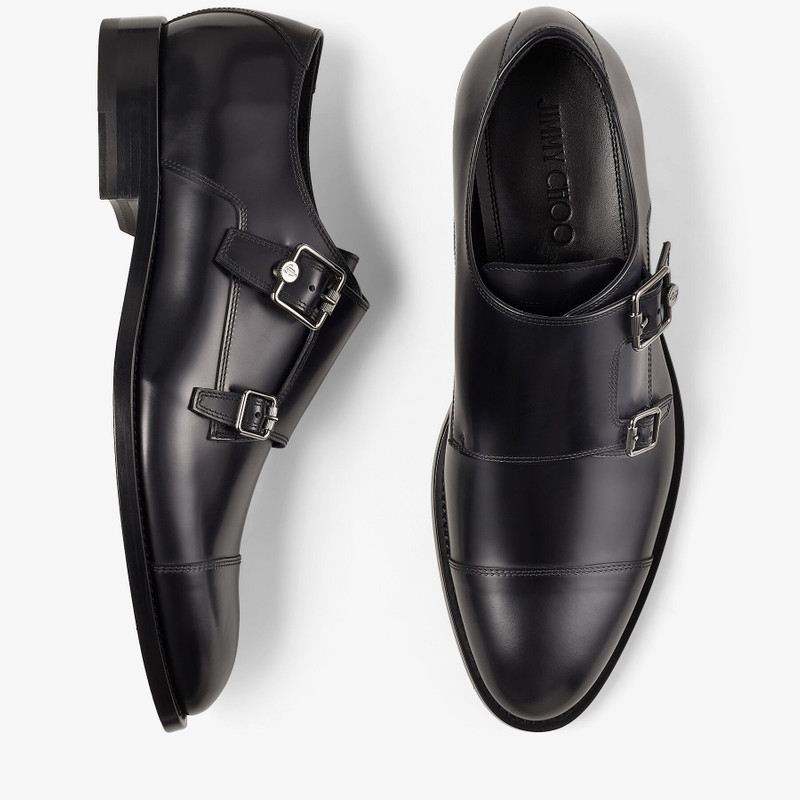 Finnion Monkstrap Black Brush Off Leather Monk Strap Shoes 4