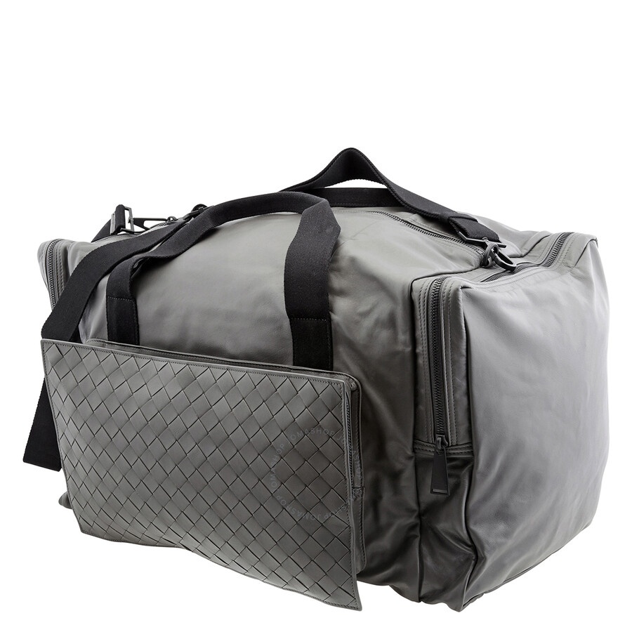 Bottega Veneta Men's Leather Duffle Bag In Grey - 7