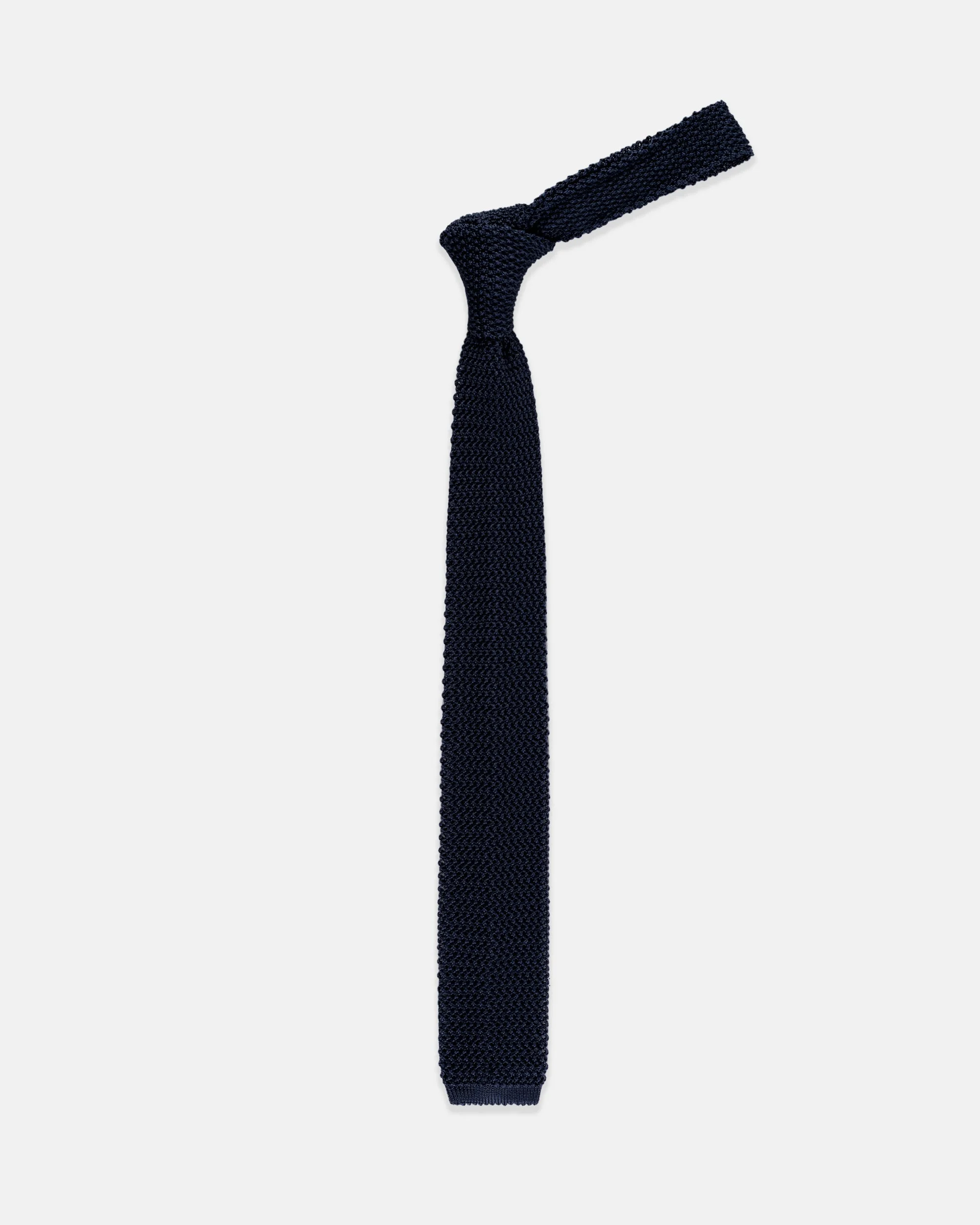 MADE-IN-ITALY NAVY SILK KNIT TIE - 1