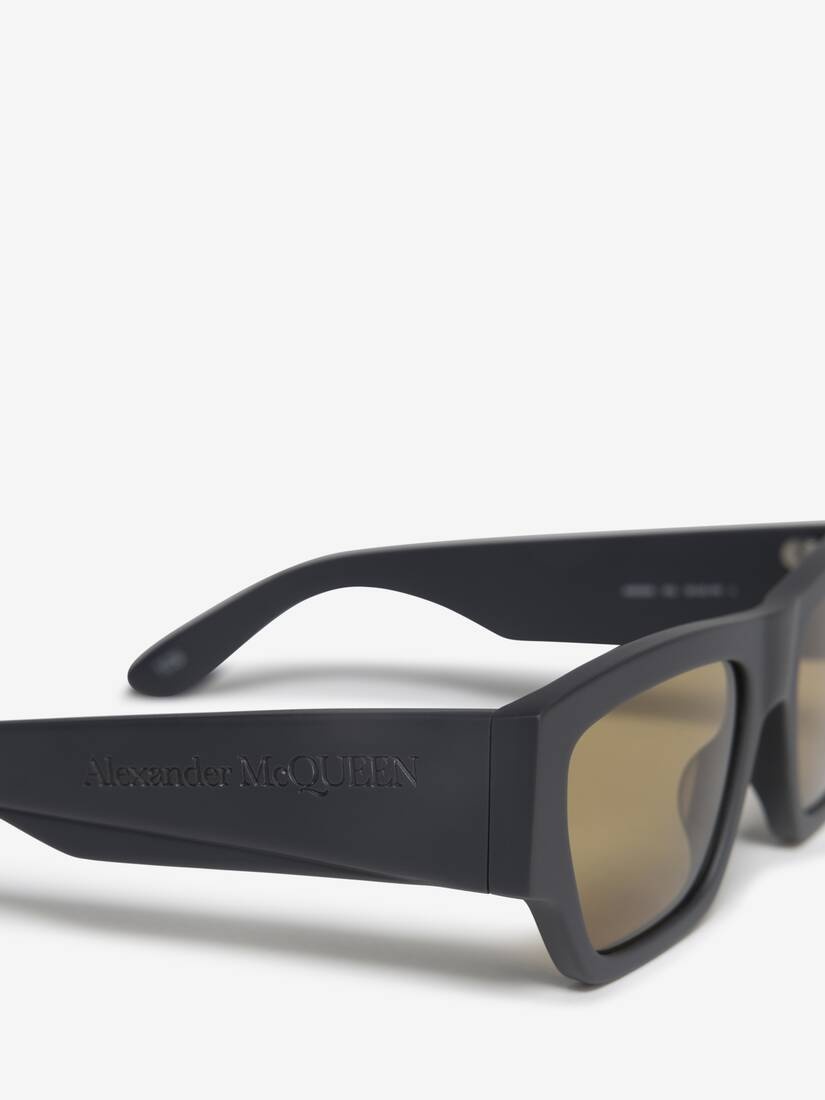 Men's McQueen Angled Rectangular Sunglasses in Grey/yellow - 4
