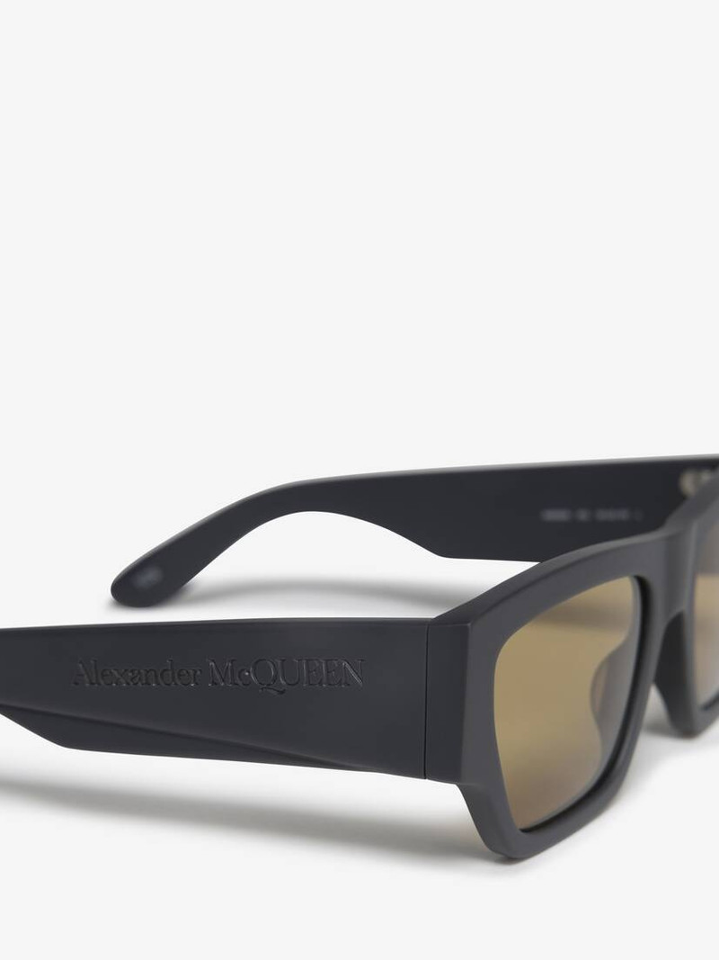 Men's McQueen Angled Rectangular Sunglasses in Grey/yellow 4