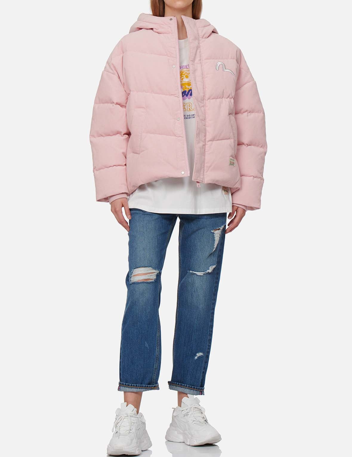 DENIM PATCHWORK CORDUROY DOWN JACKET - 6