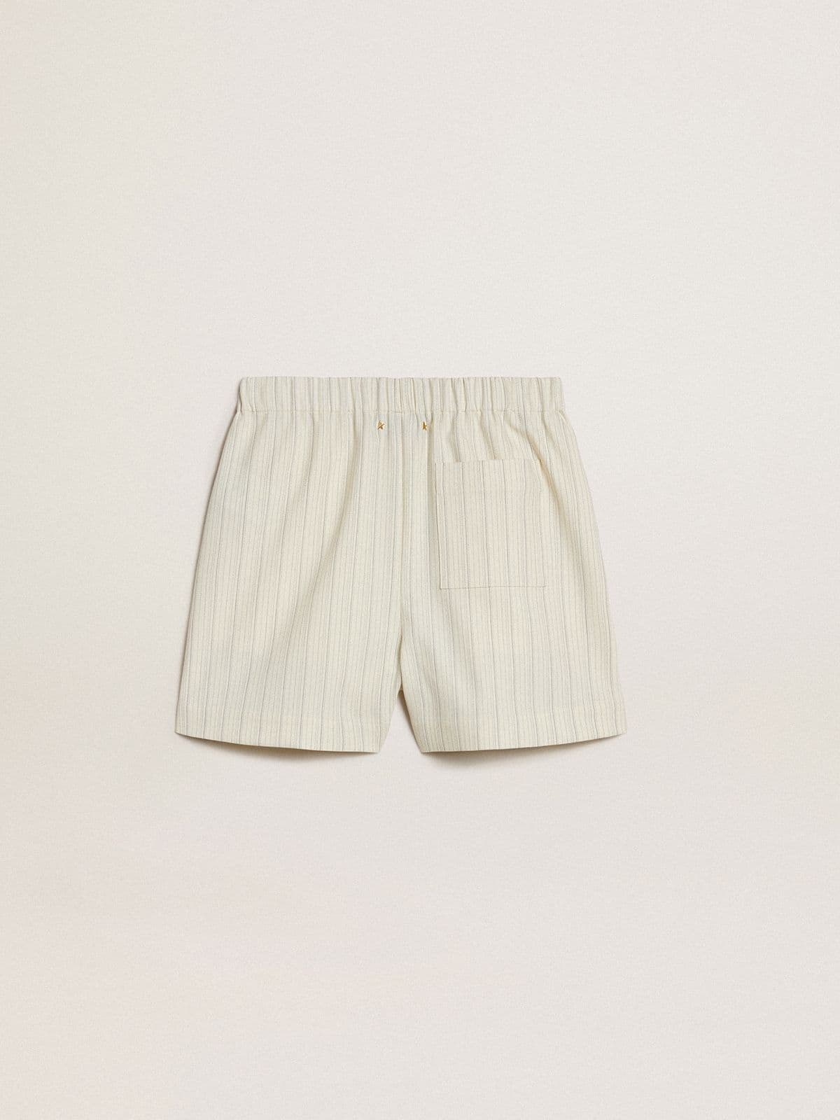 Women's white and gray pinstripe wool blend shorts - 6