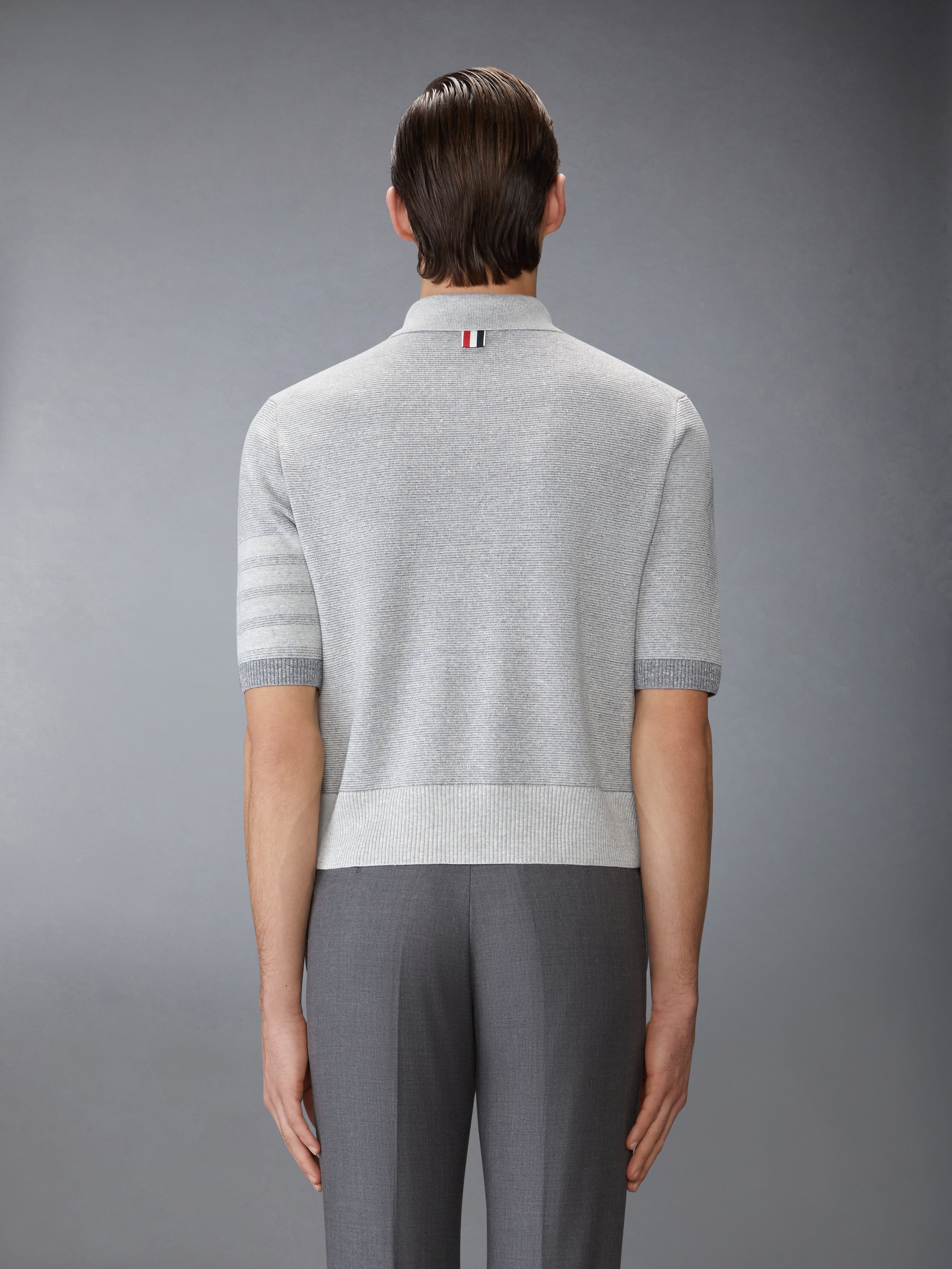 TEXTURED STRIPED STITCH 4-BAR RELAXED FIT POLO - 3