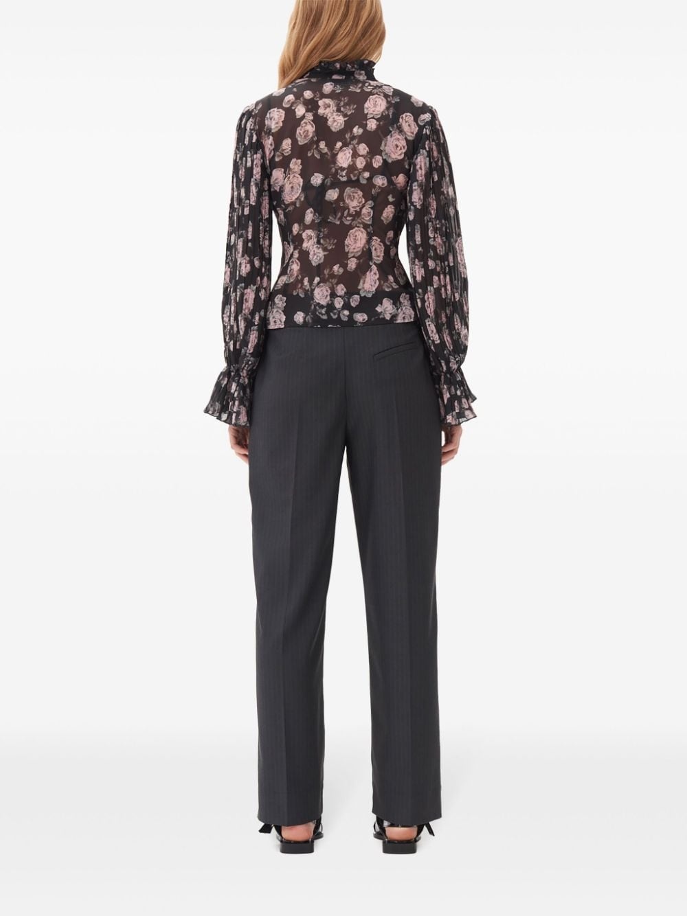 pleated pinstripe trousers - 4