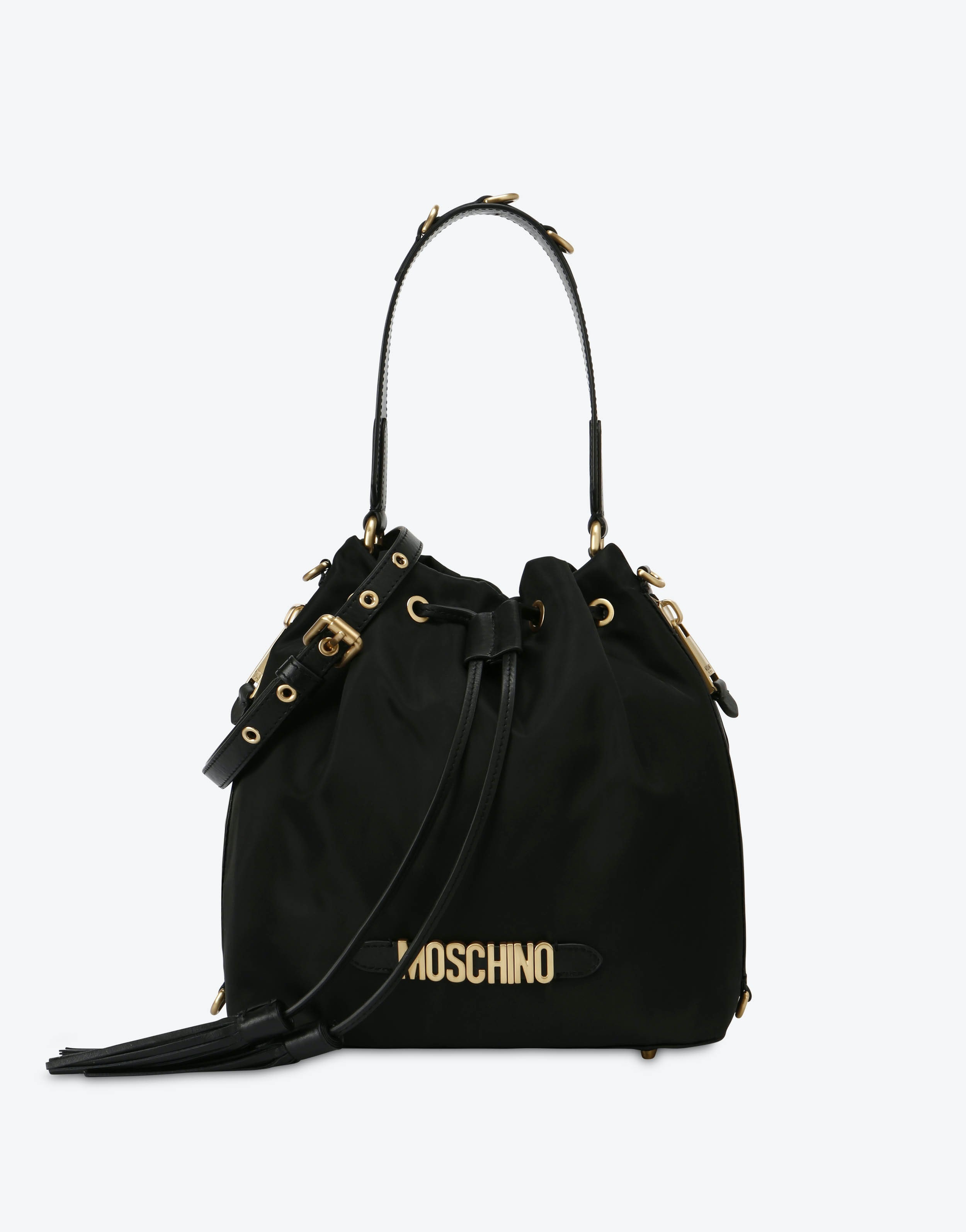 BUCKET BAG WITH BRUSHED GOLD LOGO - 3