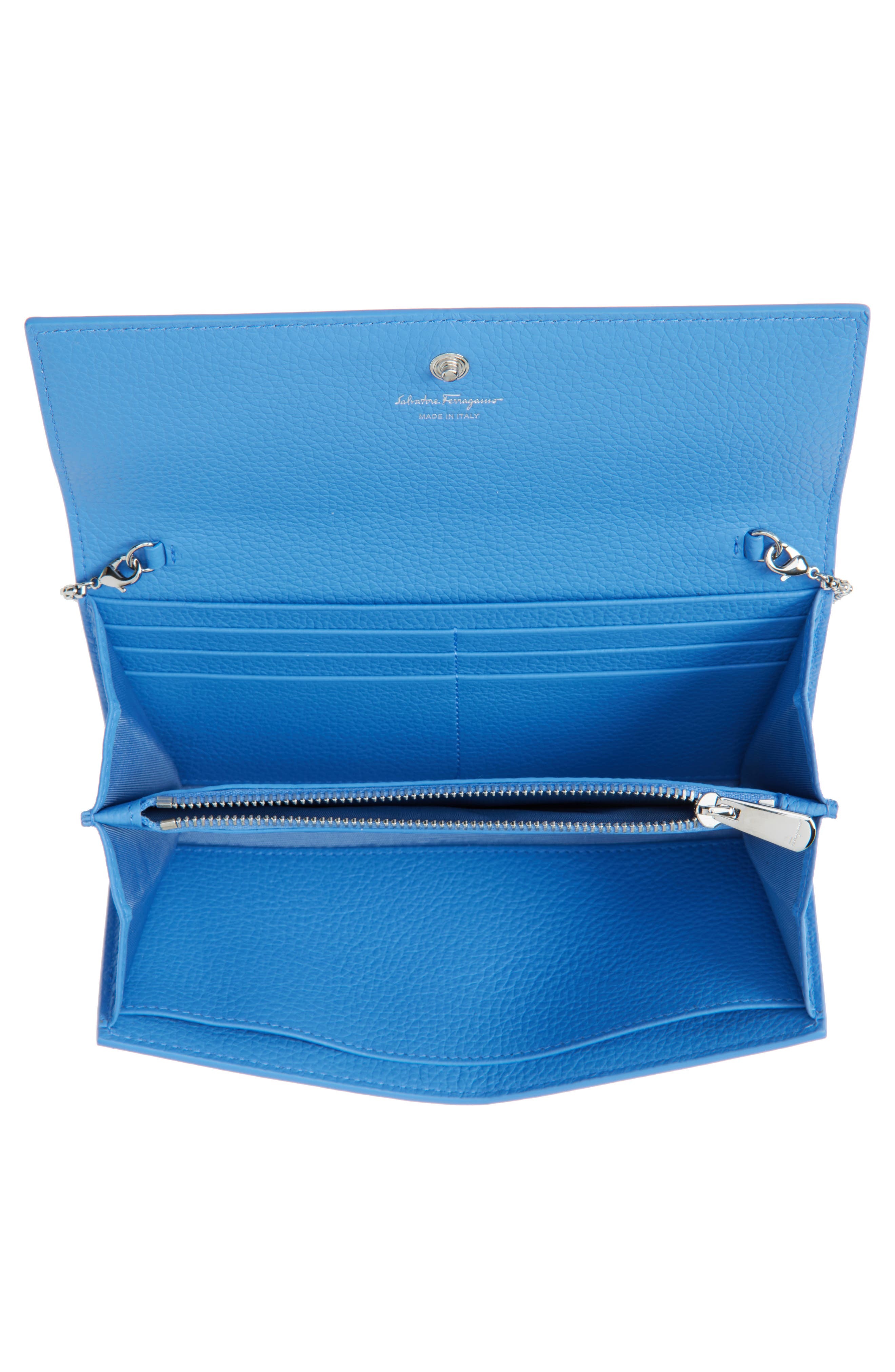 FERRAGAMO Double Gancio Leather Wallet On A Chain in Bleuet/Oxford Blue at Nordstrom - 2