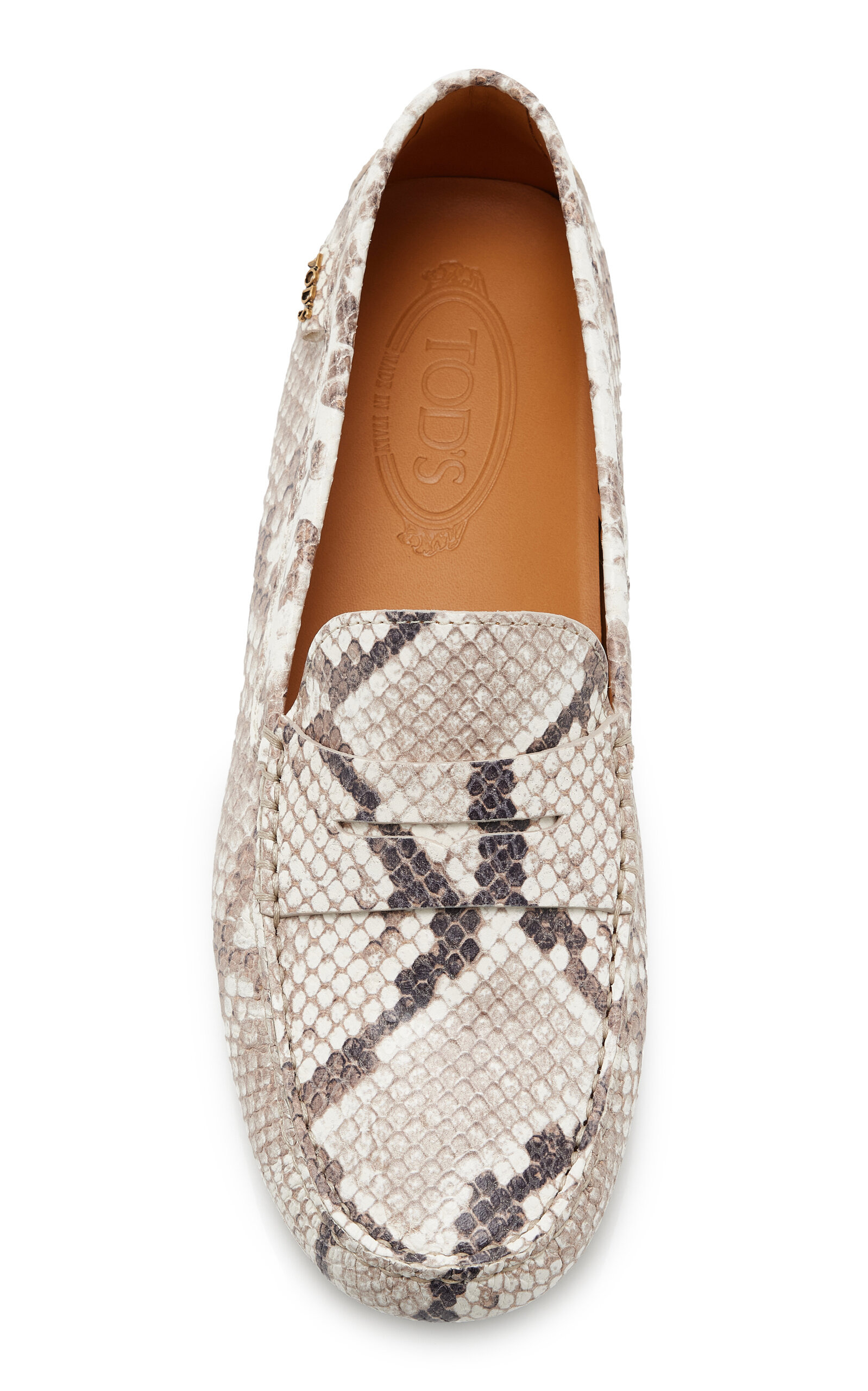 Snake-Effect Leather Driving Loafers animal - 3