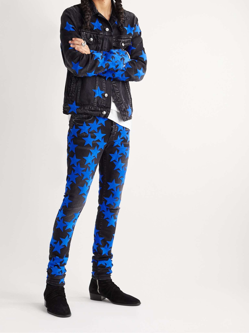 AMIRI + Chemist Skinny-Fit Leather-Appliquéd Jeans outlook