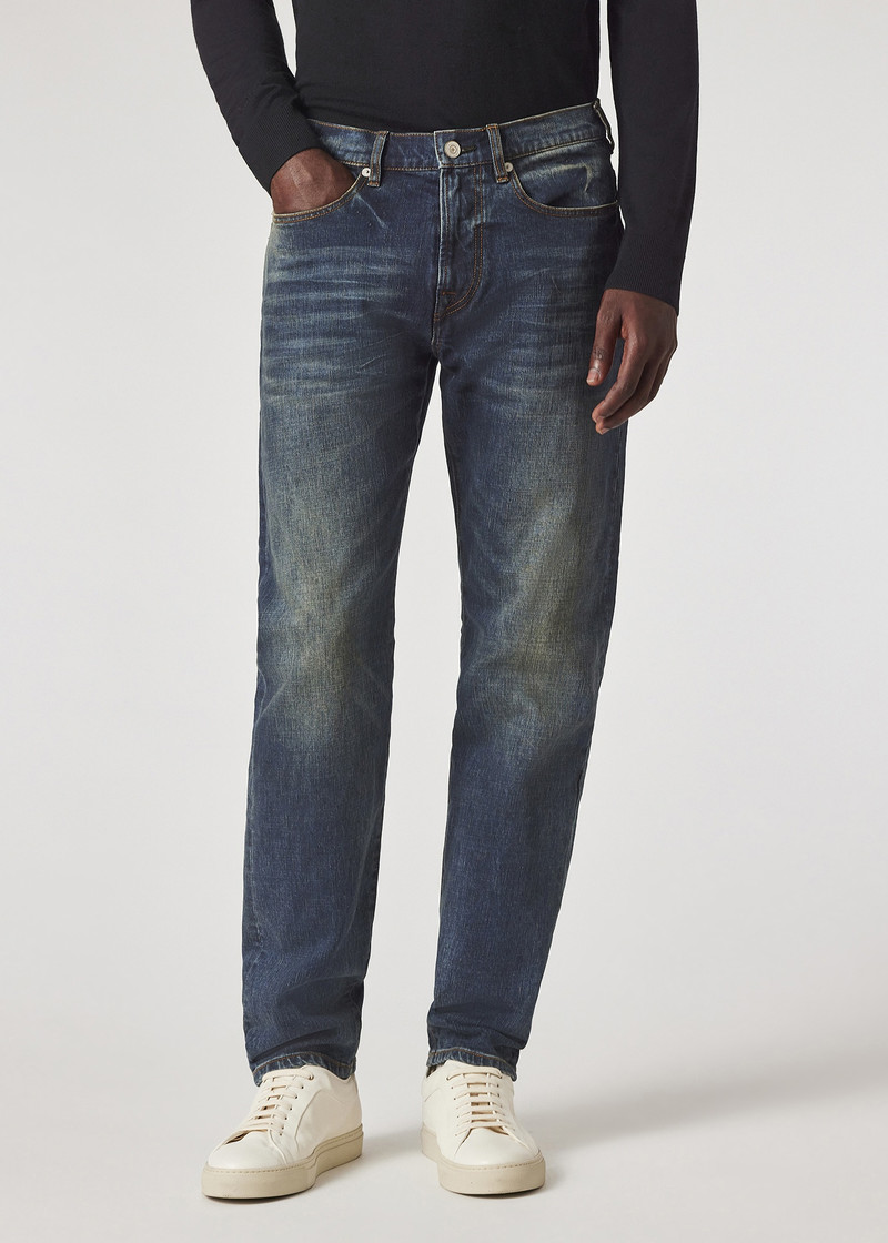 Tapered-Fit Vintage-Wash 'Crosshatch Stretch' Jeans 3