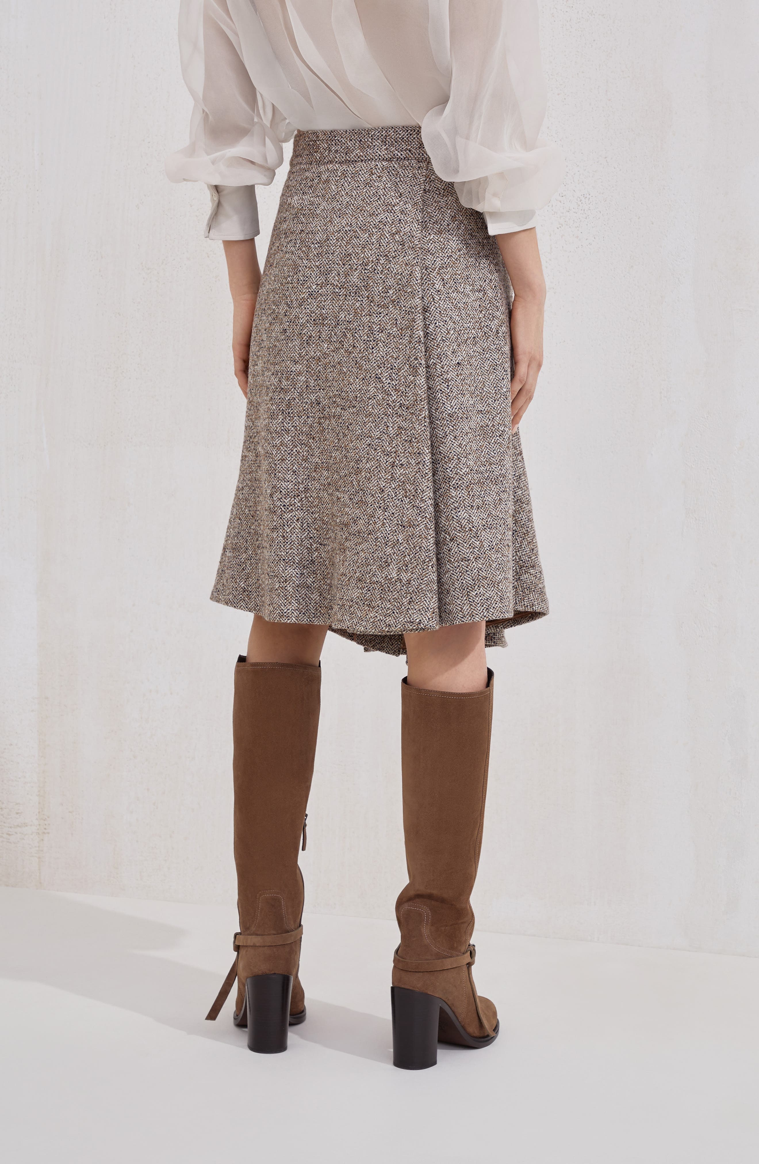 Brunello Cucinelli Flecked chevron kilt skirt in Rope at Nordstrom - 3