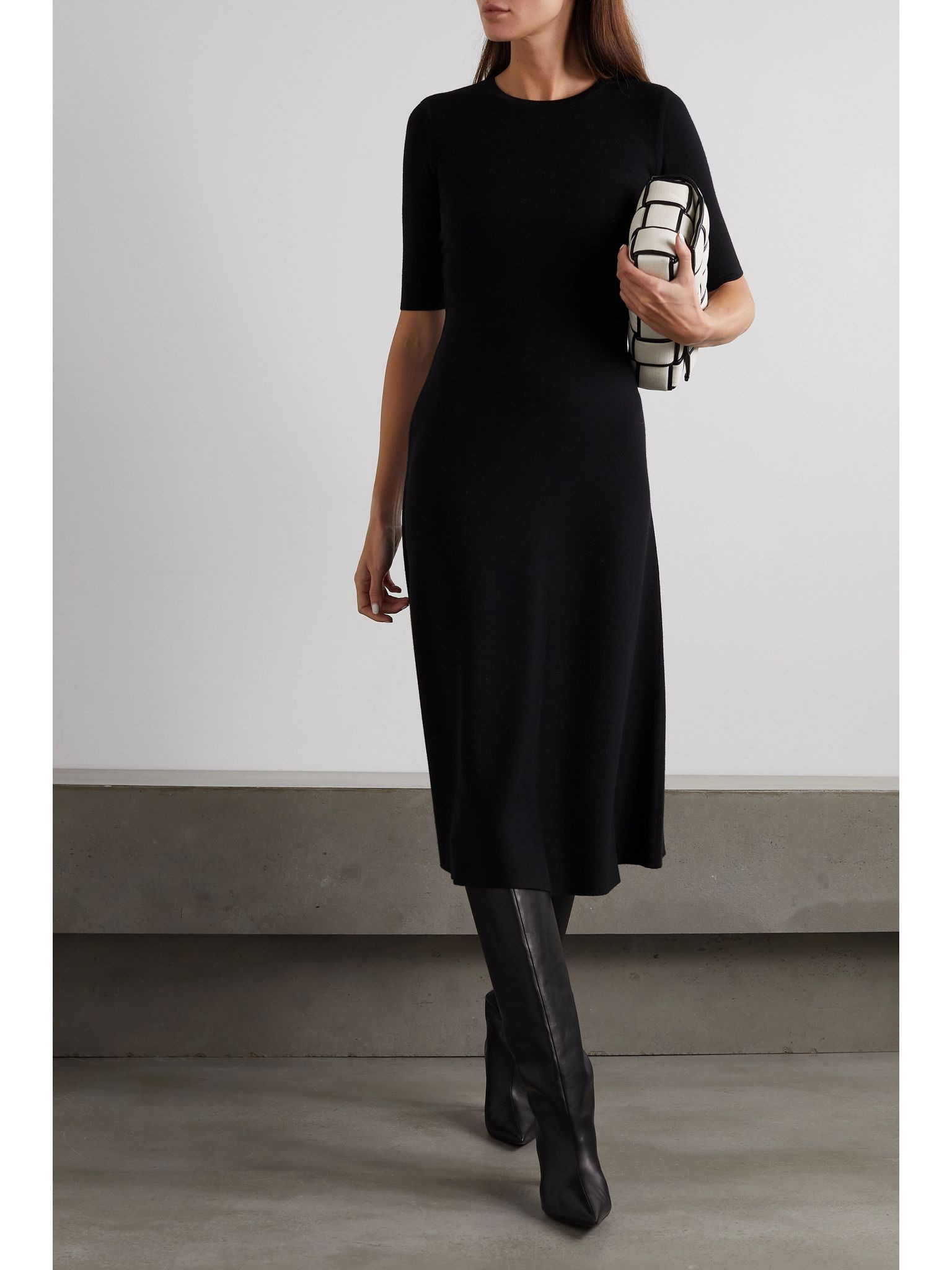 Seymore wool, cashmere and silk-blend midi dress Black - 2