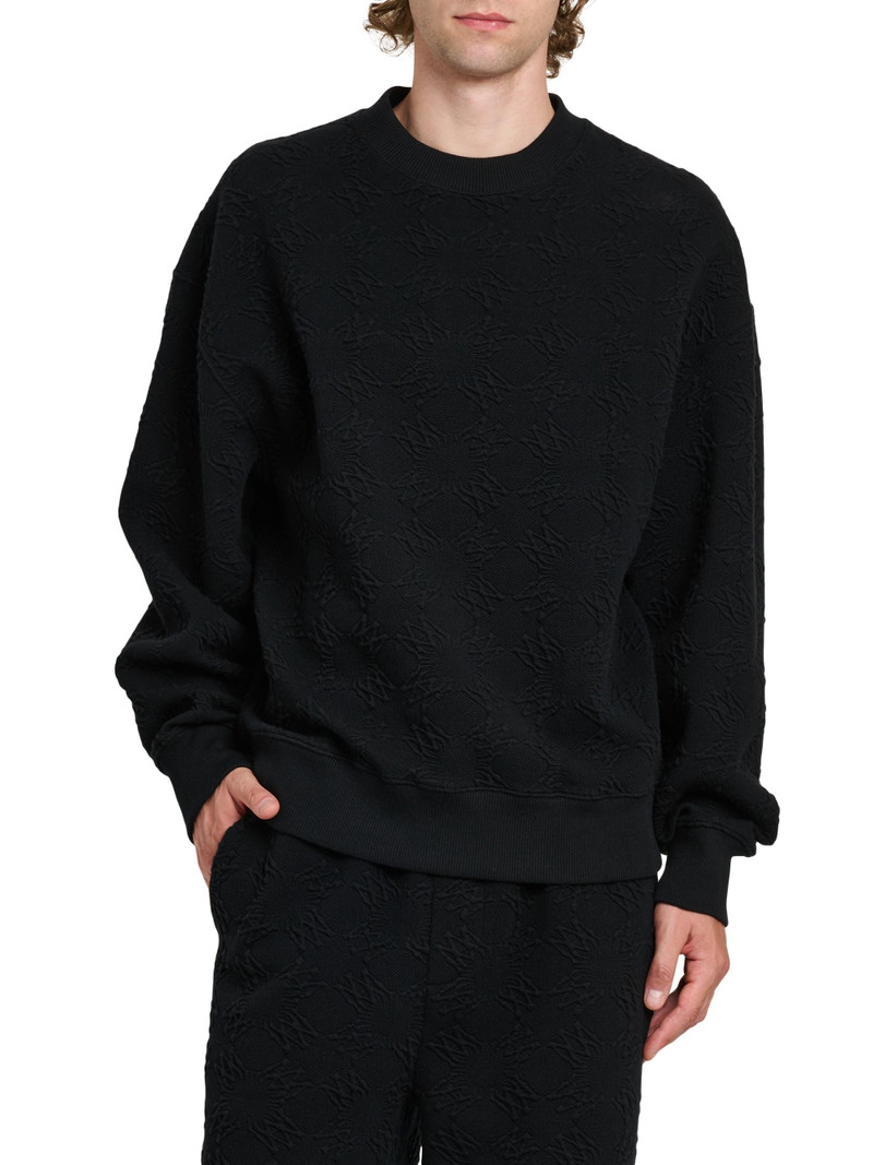 Men's Ma Quad Jacquard Oversized Crewneck Sweatshirt - Black 3