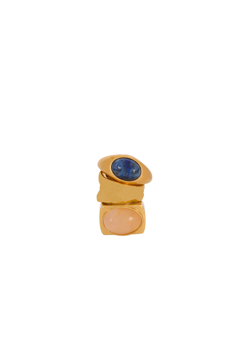 Set of brass and stone rings 1