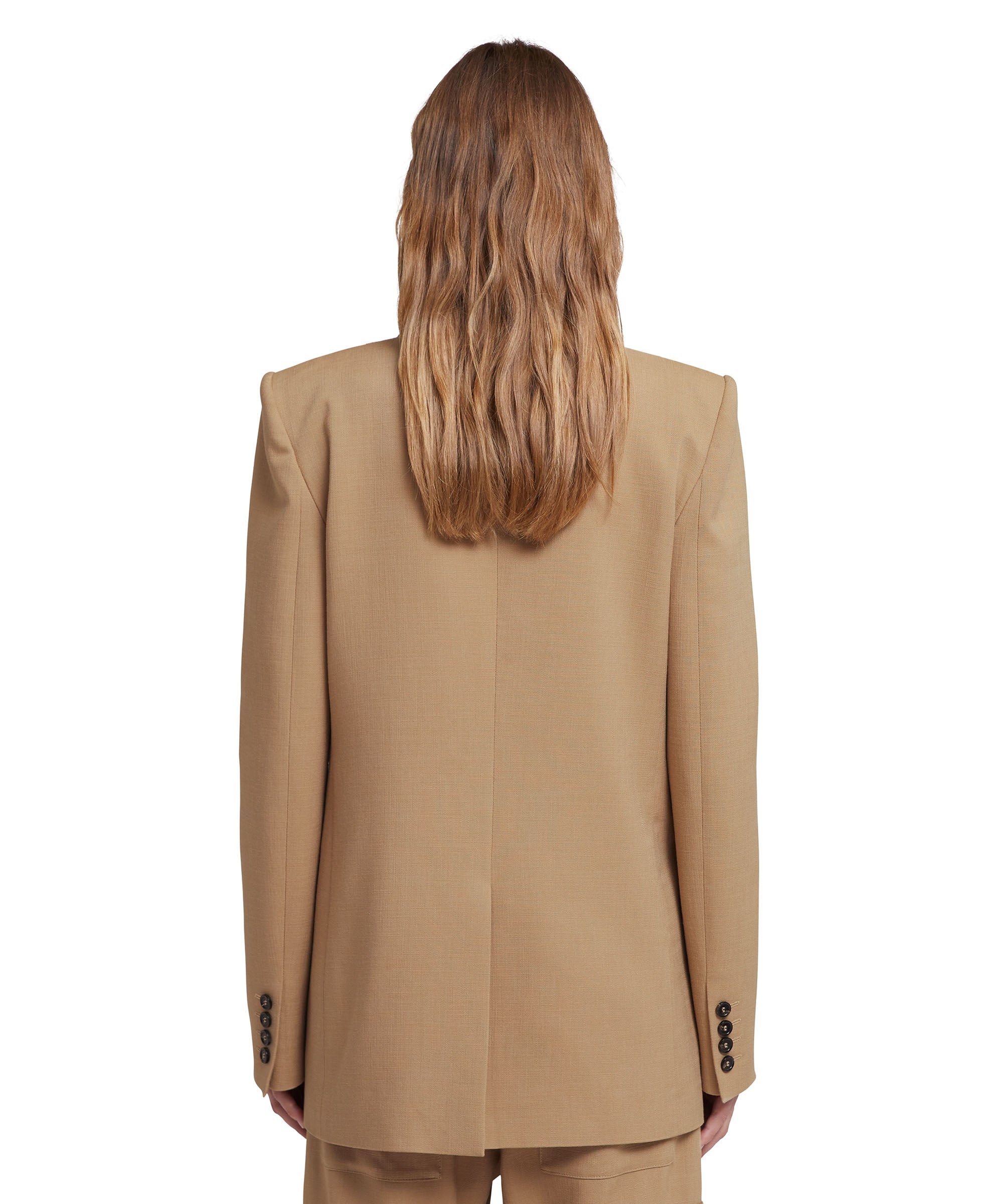 Flamed viscose canvas double-breasted jacket with fluid fabric lining and "desert flowers" print - 3