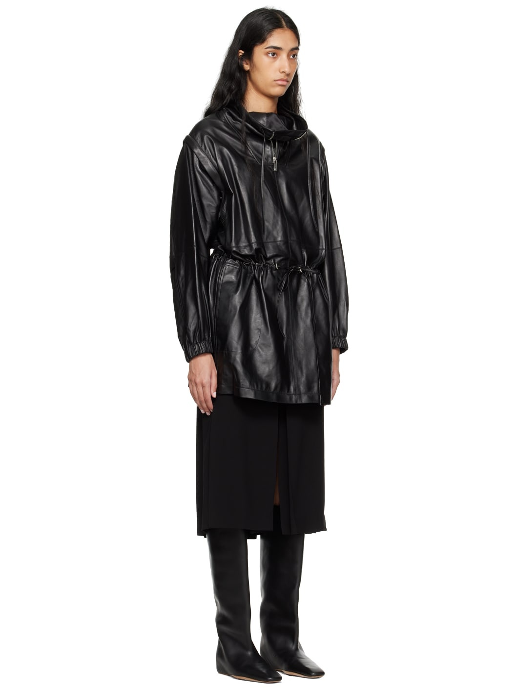 Black Gusset Leather Minidress - 2