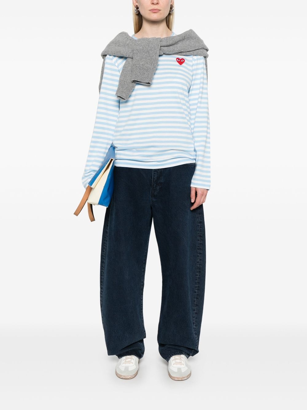 logo-appliqué striped cotton T-shirt - 3