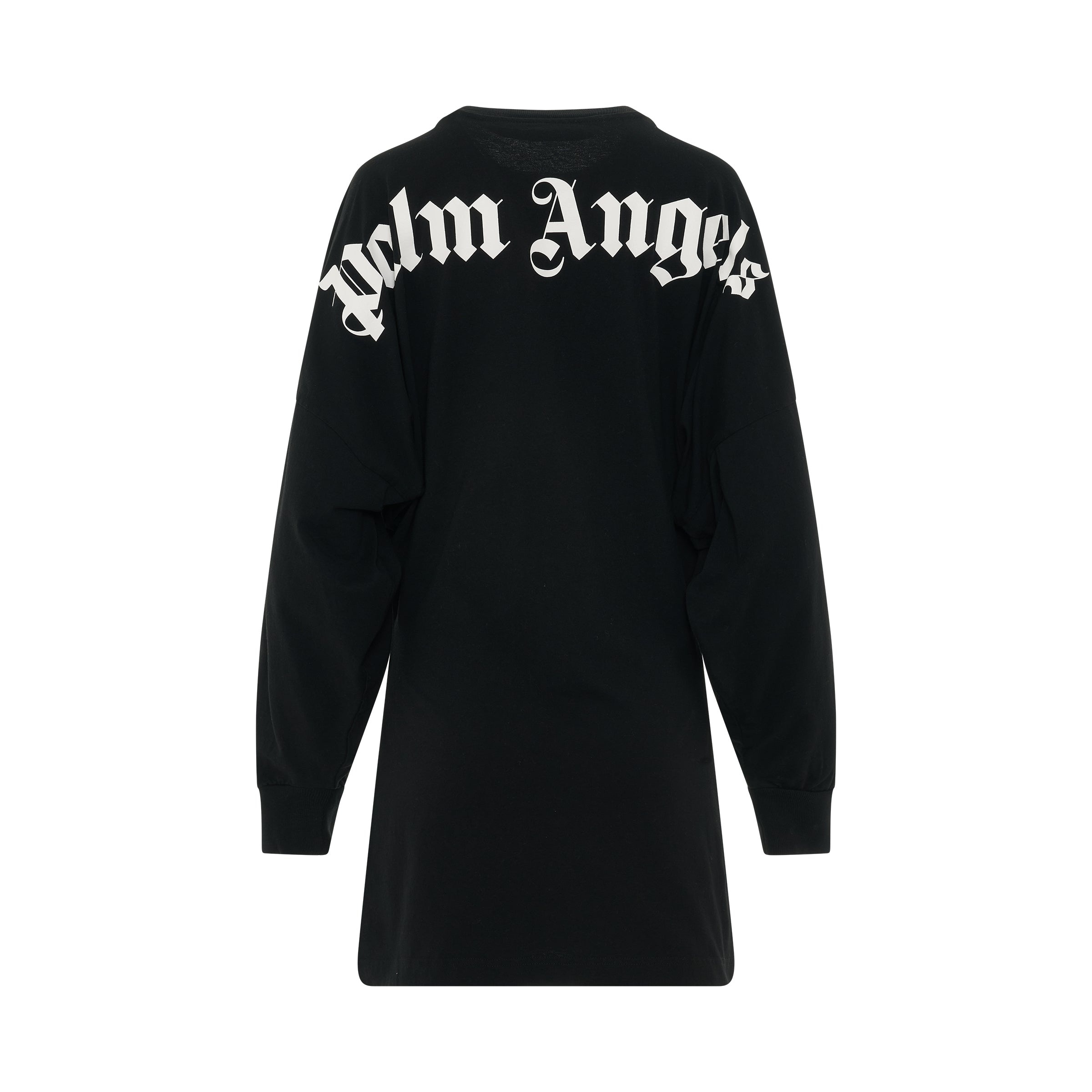 Palm Angels Classic Logo Oversize Mini Dress in Black/White
