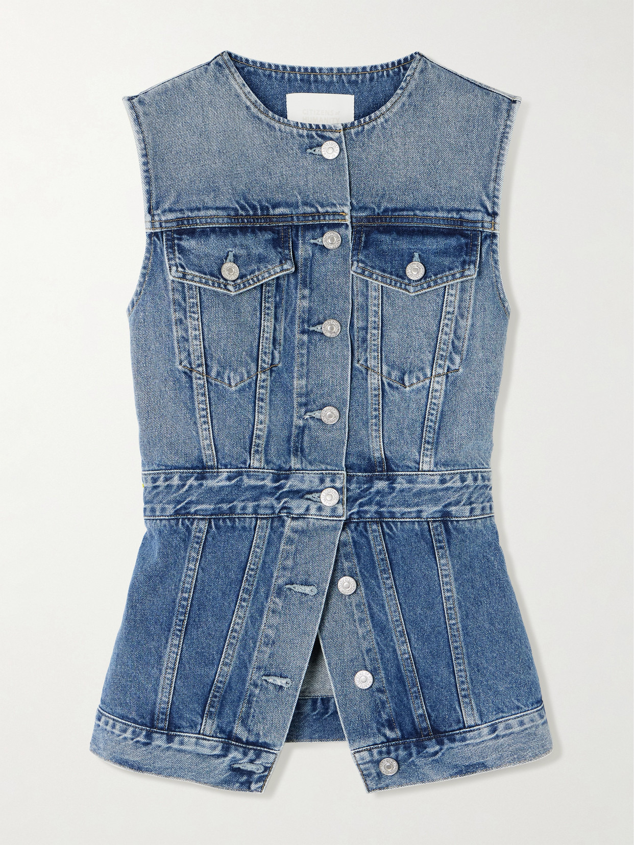 Idalene Paneled Organic Denim Vest - 1