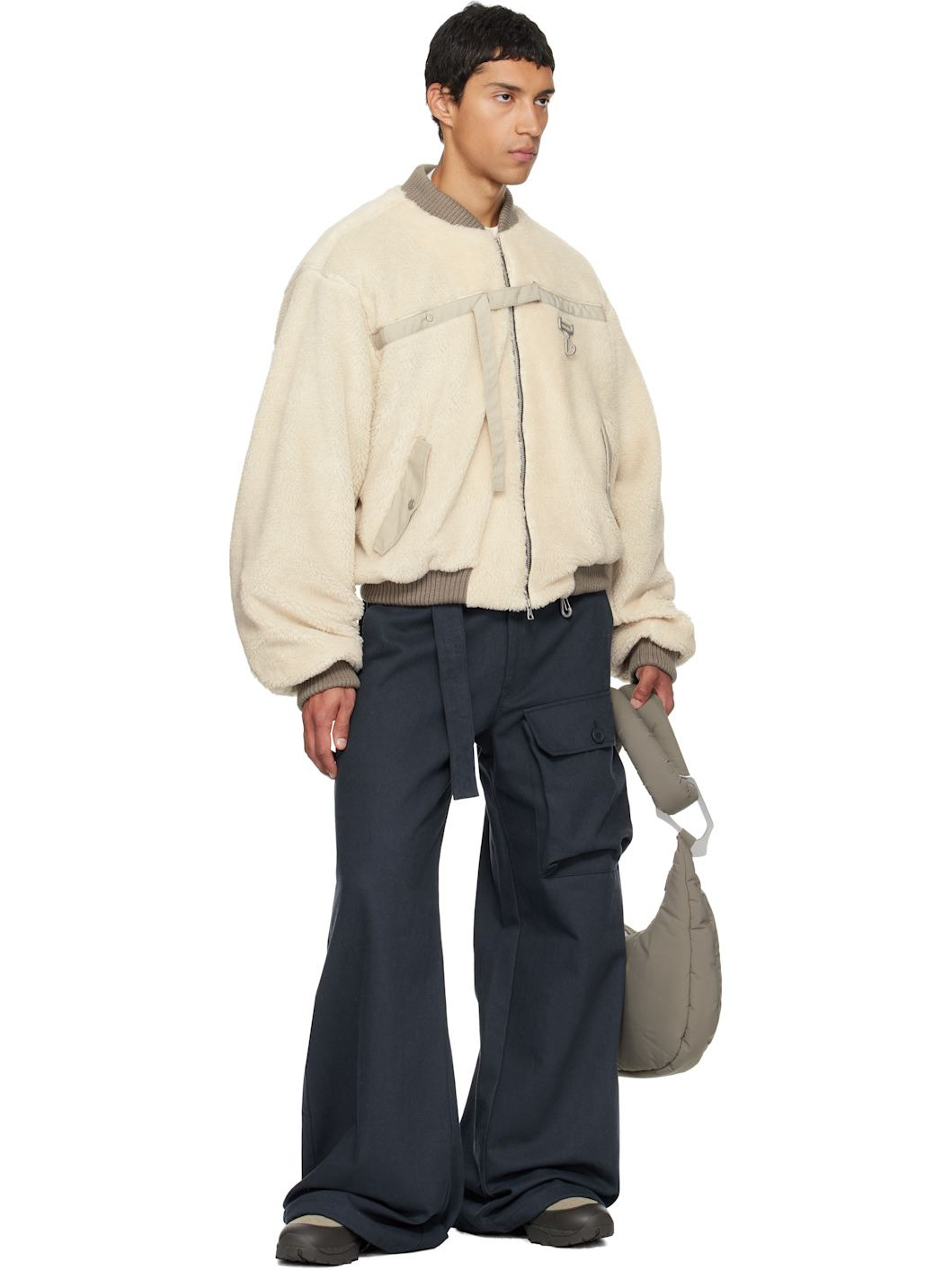 Navy Cotton Twill Patch Pocket Belted Trousers - 4