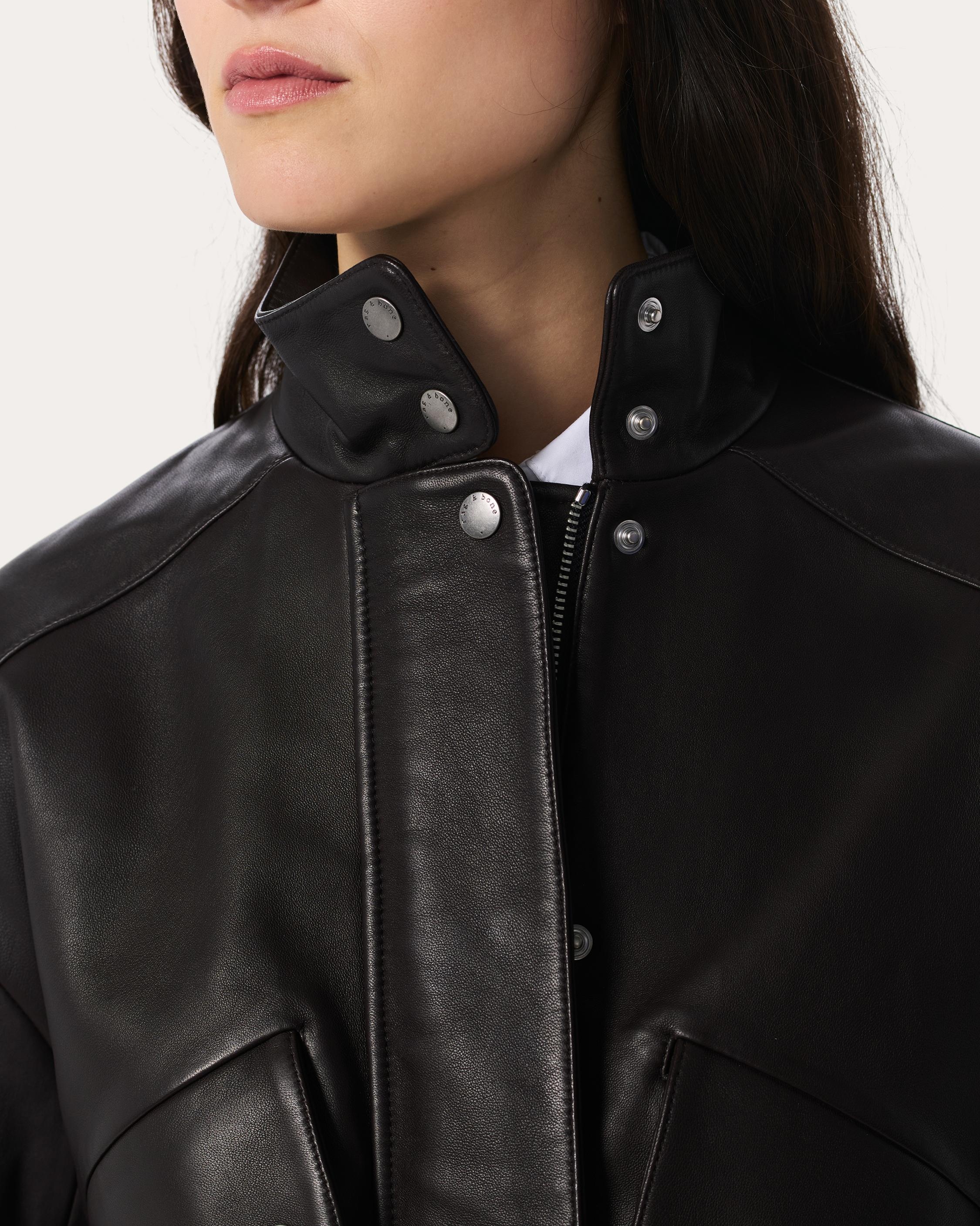 Aria Leather Bomber Jacket - 4