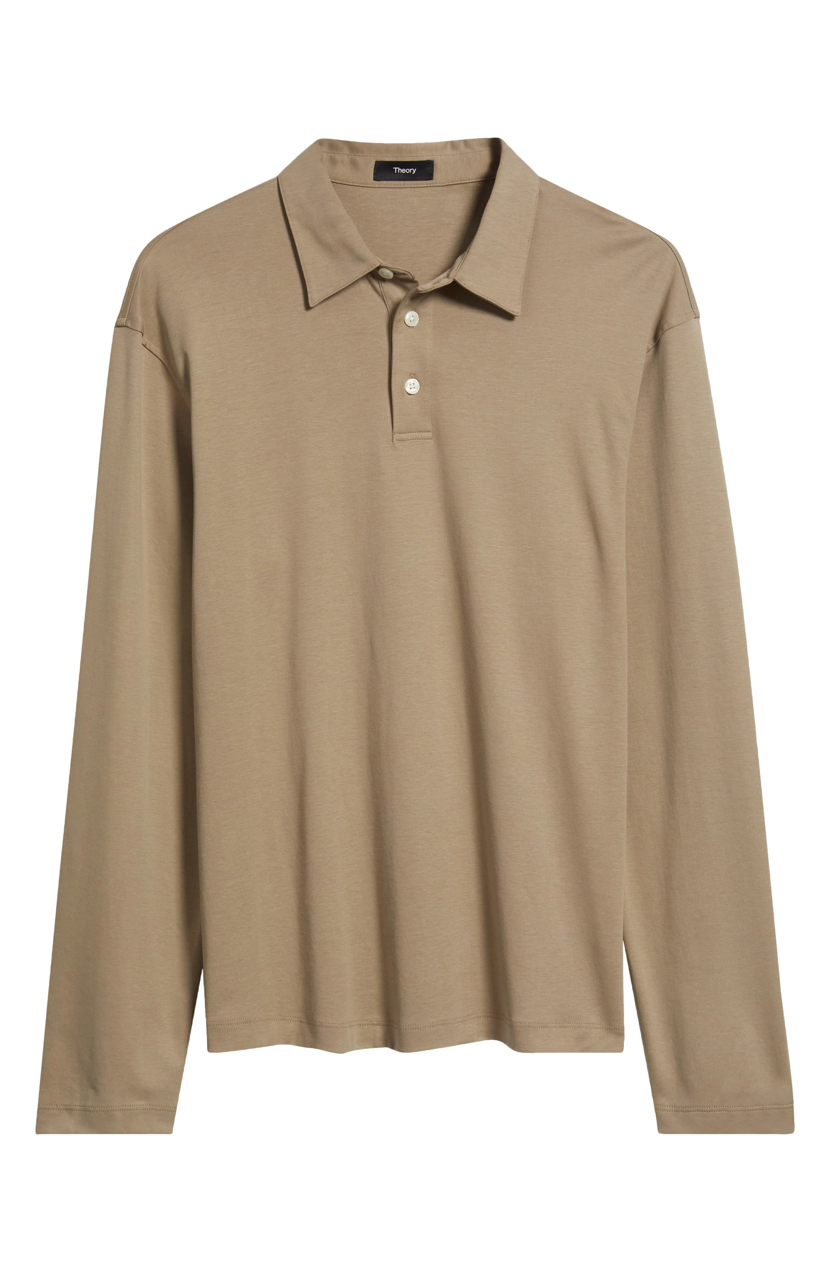 Theory City Relaxed Long Sleeve Cotton Polo in Feather at Nordstrom - 1