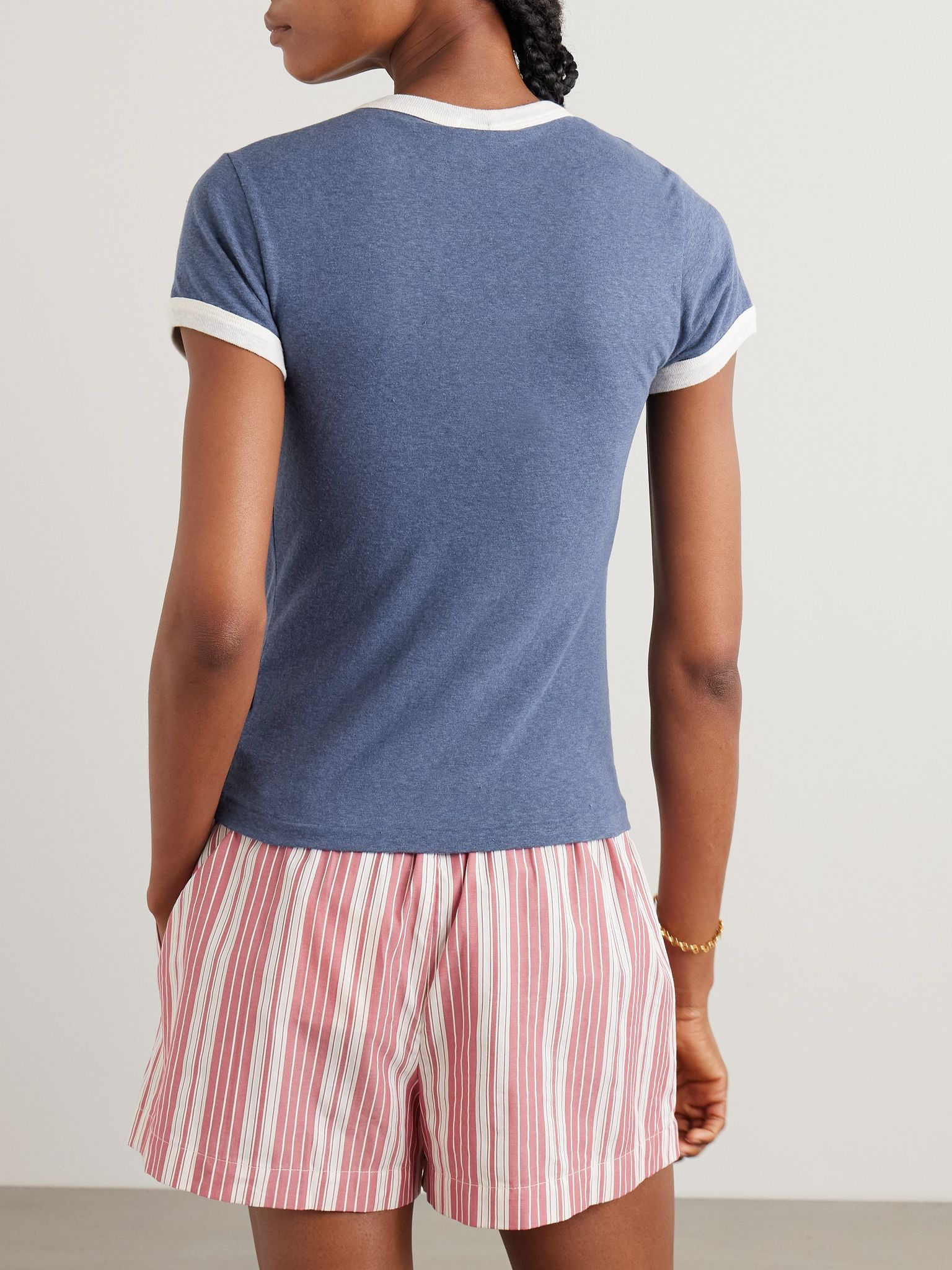 60s Slim Ringer printed cotton-blend jersey T-shirt Navy - 3