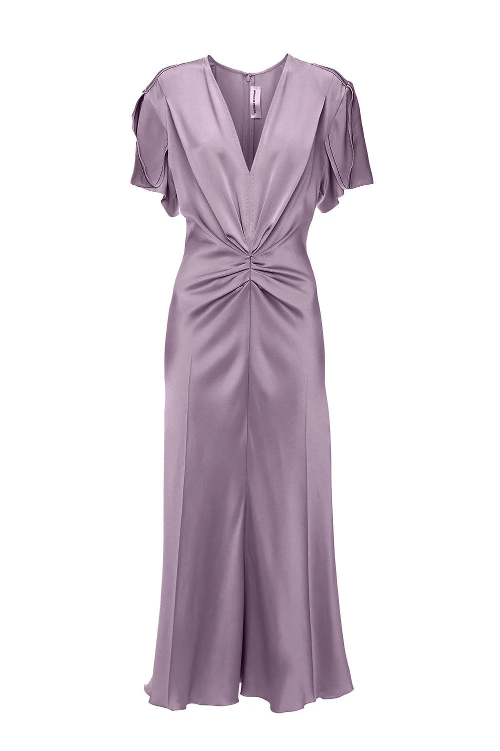 Gathered V-Neck Midi Dress - Iris - 1