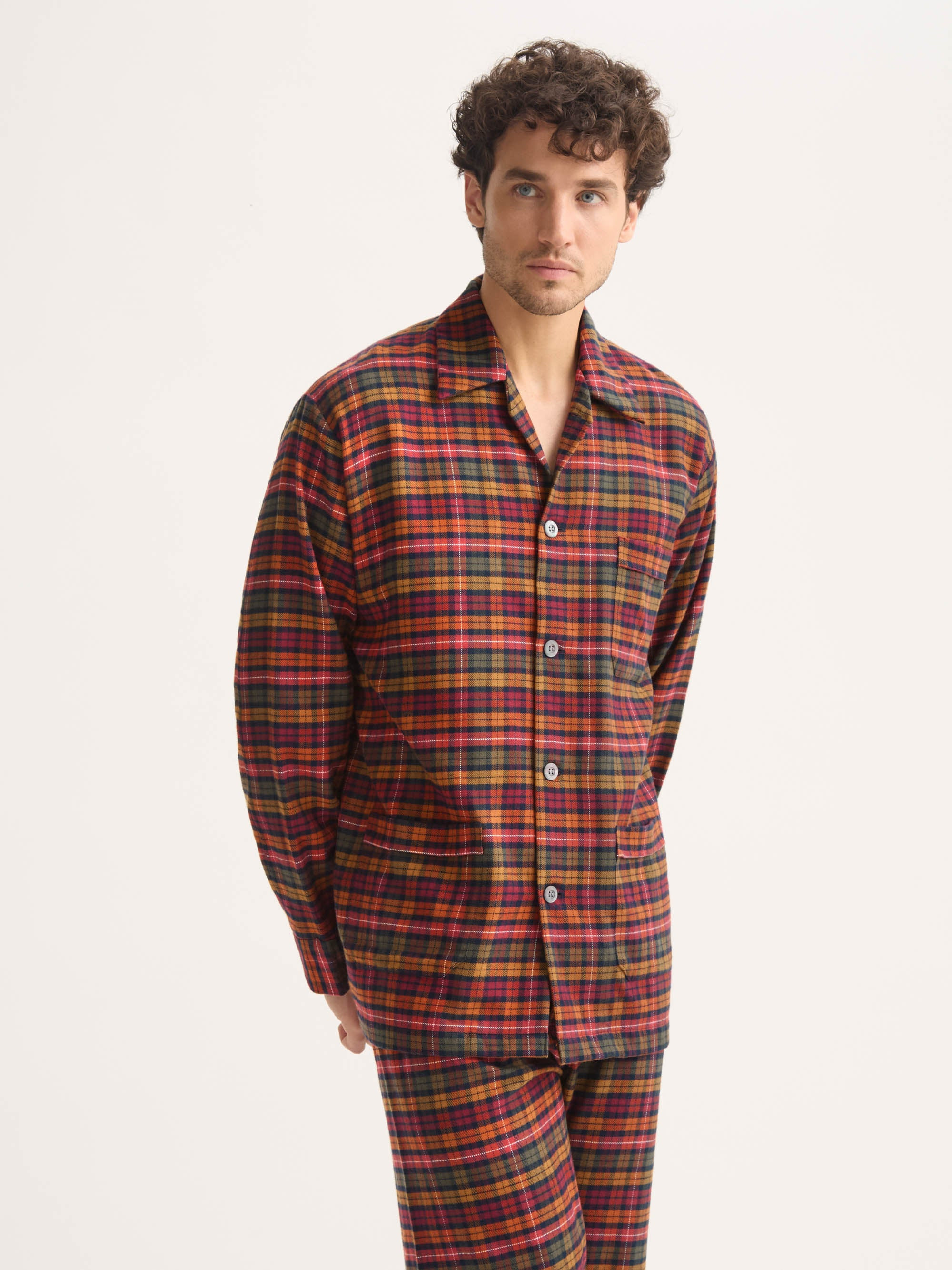 Men's Classic Fit Pajamas Kelburn Brushed Cotton Multicolor Check - 5